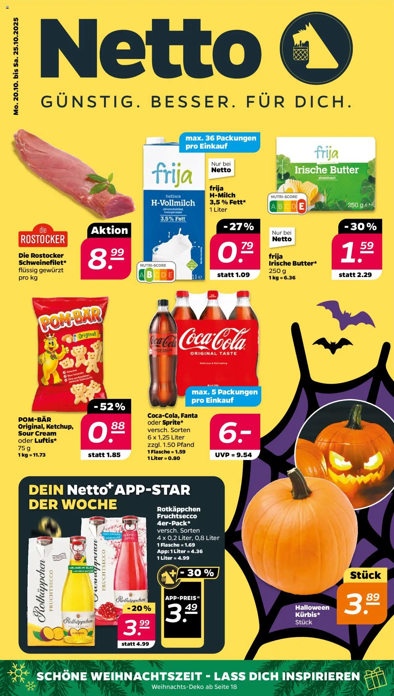 Netto Prospekt 	 – gültig ab 20.10.2025 | Seite: 1 | Produkte: Coca cola, Fanta, Cola, Rotkäppchen
