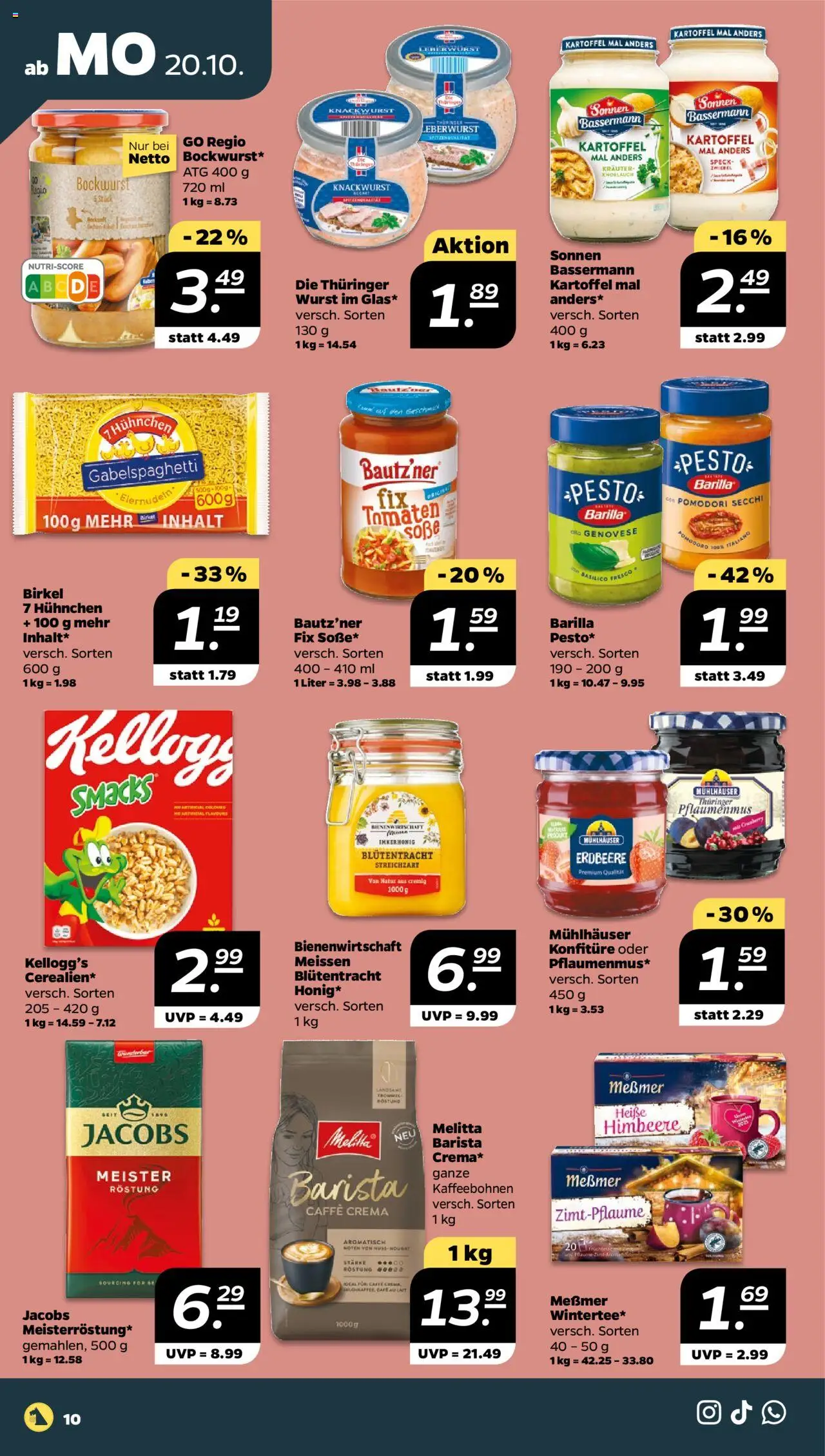 Netto Prospekt – gültig ab 20.10.2025 | Seite: 10 | Produkte: Melitta, Barilla, Messmer, Tomaten Netto Prospekt – gültig ab 20.10.2025 | Seite: 10 | Produkte: Melitta, Barilla, Messmer, Tomaten