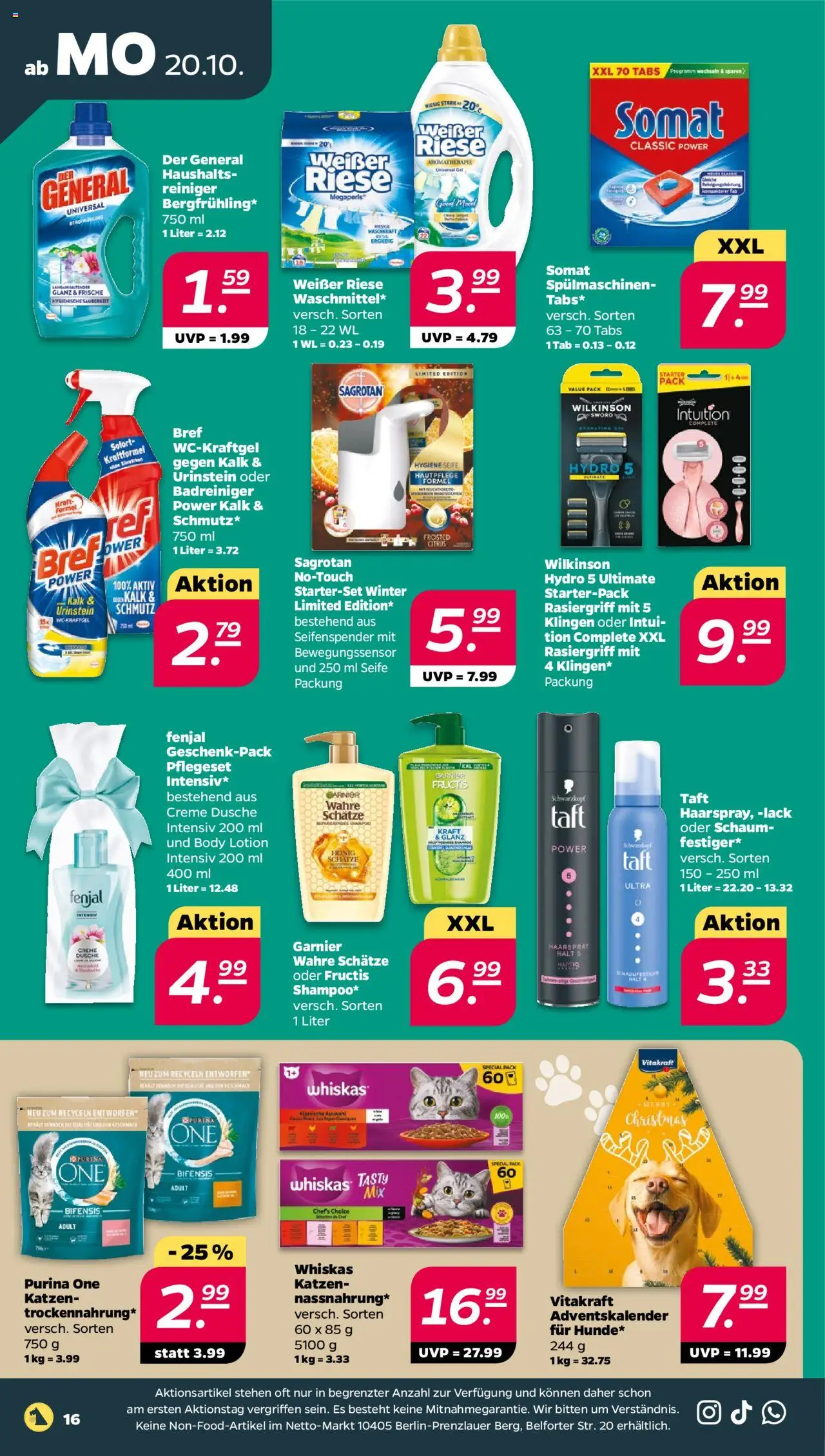 Netto Prospekt – gültig ab 20.10.2025 | Seite: 18 | Produkte: Purina one, Haarspray, Creme, Seife Netto Prospekt – gültig ab 20.10.2025 | Seite: 18 | Produkte: Purina one, Haarspray, Creme, Seife