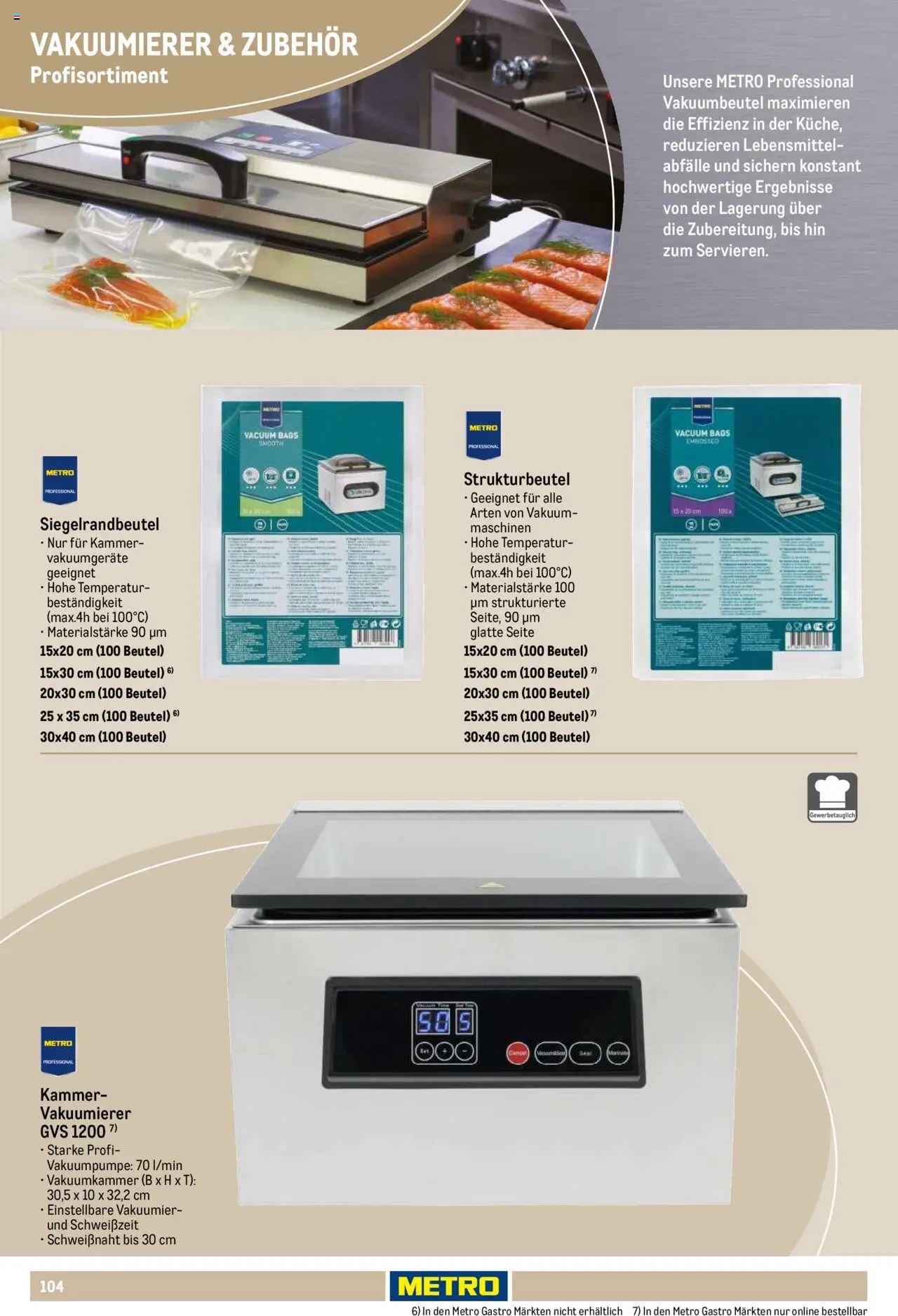 Metro Non Food Sortiment – gültig ab 01.10.2025 | Seite: 104 | Produkte: Vakuumierer