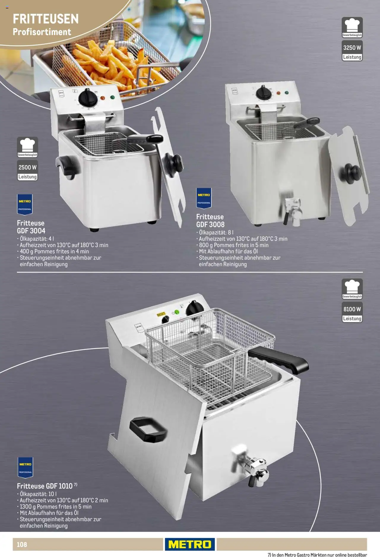 Metro Non Food Sortiment – gültig ab 01.10.2025 | Seite: 108 | Produkte: Öl, Pommes, Pommes frites, Fritteuse