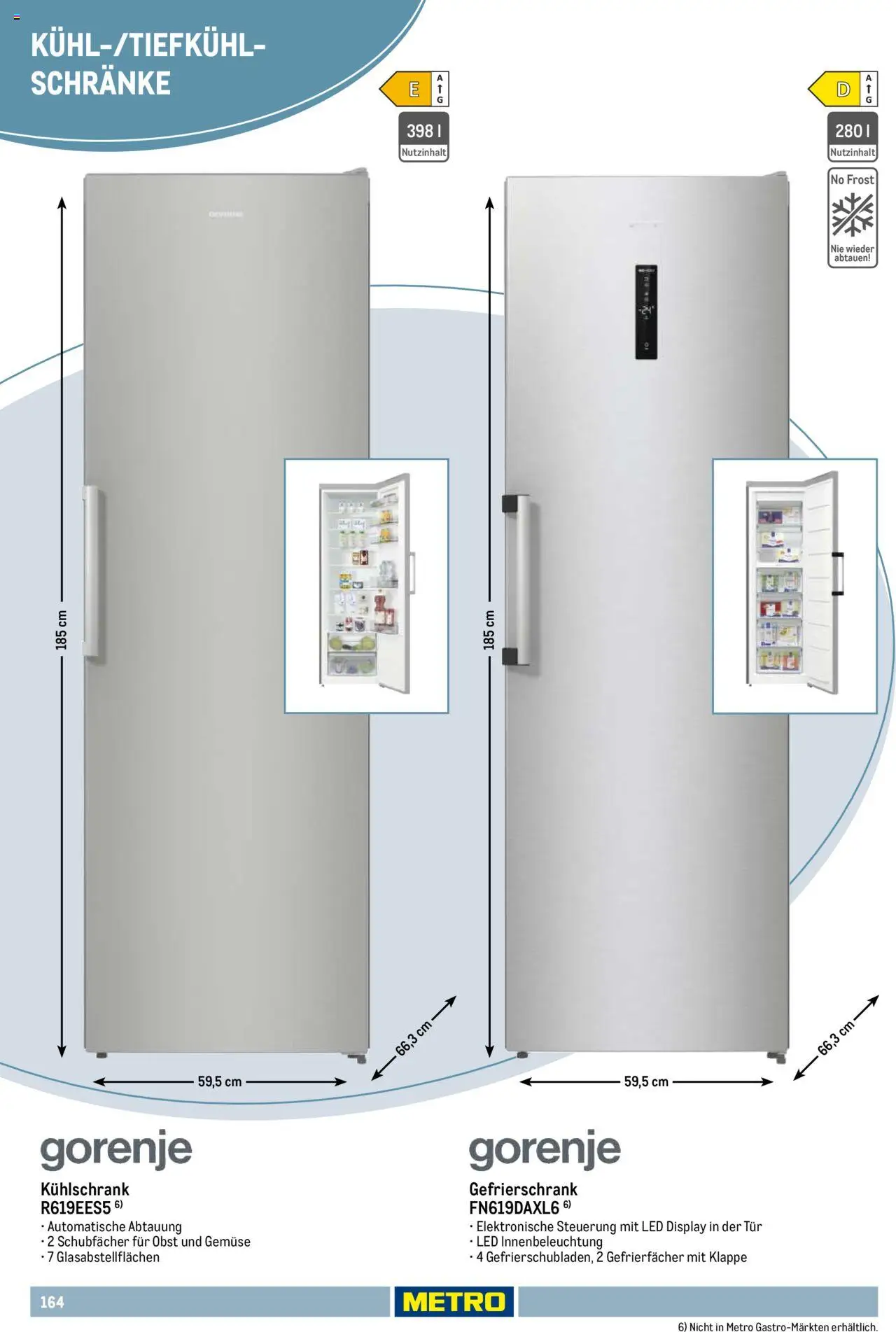 Metro Non Food Sortiment – gültig ab 01.10.2025 | Seite: 164 | Produkte: Gorenje, Gefrierschrank, Gemüse, Obst