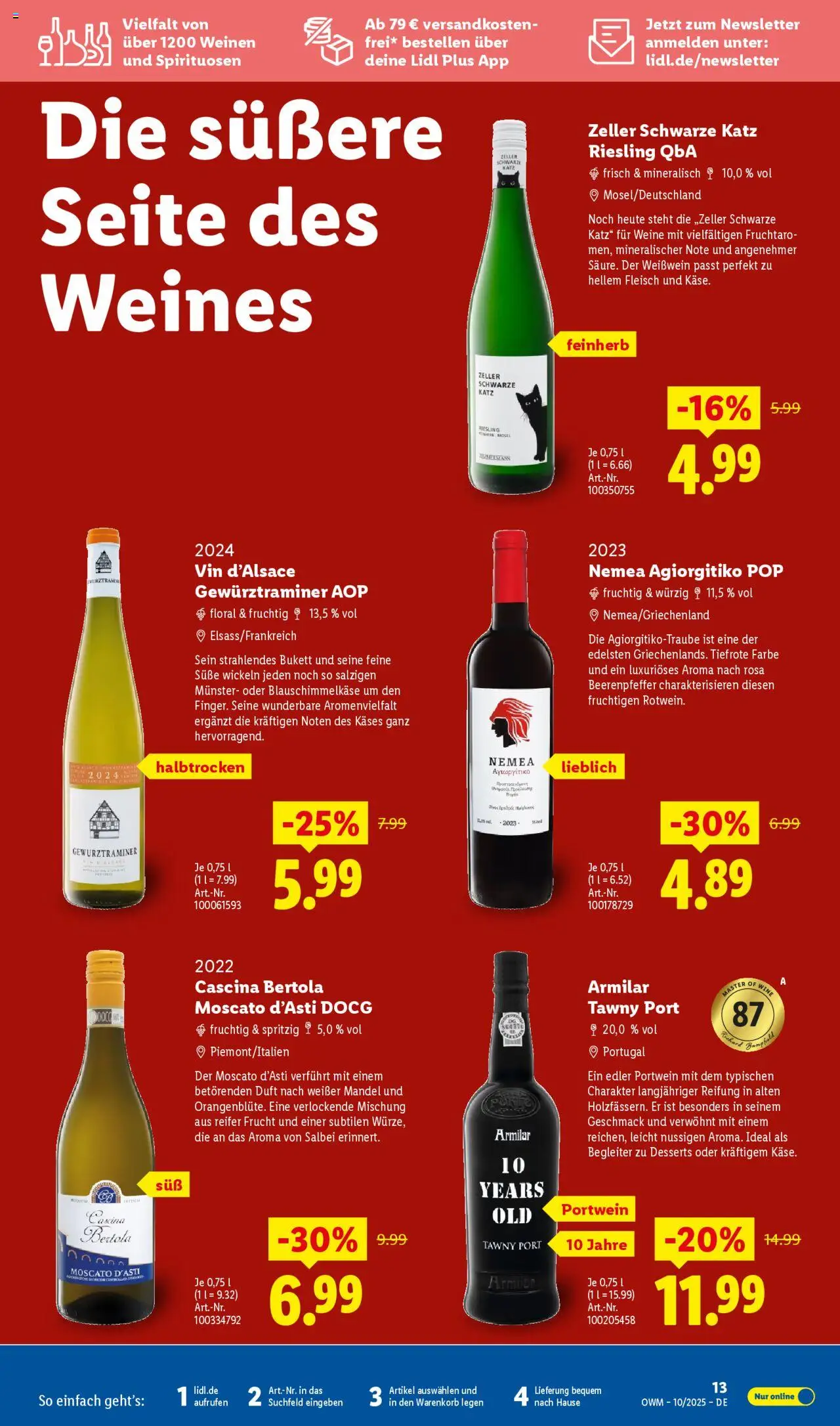 Lidl Wein & Spirituosen im Onlineshop – gültig ab 01.10.2025 | Seite: 13 | Produkte: Weißwein, Duft, Fleisch Lidl Wein & Spirituosen im Onlineshop – gültig ab 01.10.2025 | Seite: 13 | Produkte: Weißwein, Duft, Fleisch