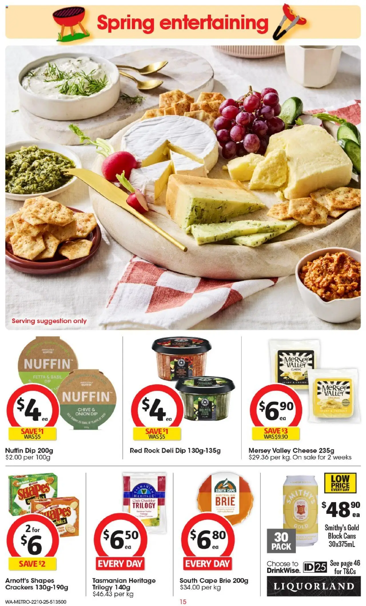 Coles catalogue - valid from 22.10.2025 | Page: 15 | Products: Crackers, Cheese