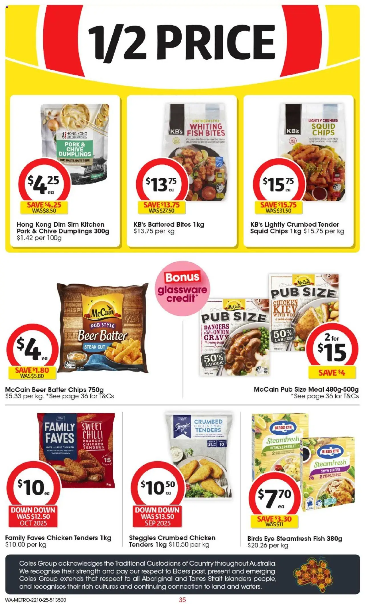 Coles catalogue - valid from 22.10.2025 | Page: 35 | Products: Glassware, Pork, Fish, Chips