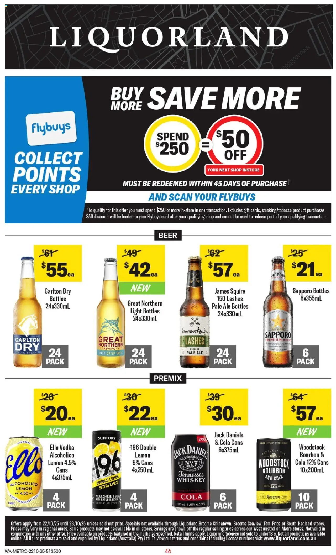 Coles catalogue - valid from 22.10.2025 | Page: 46 | Products: Light, Beer, Bourbon, Lemon