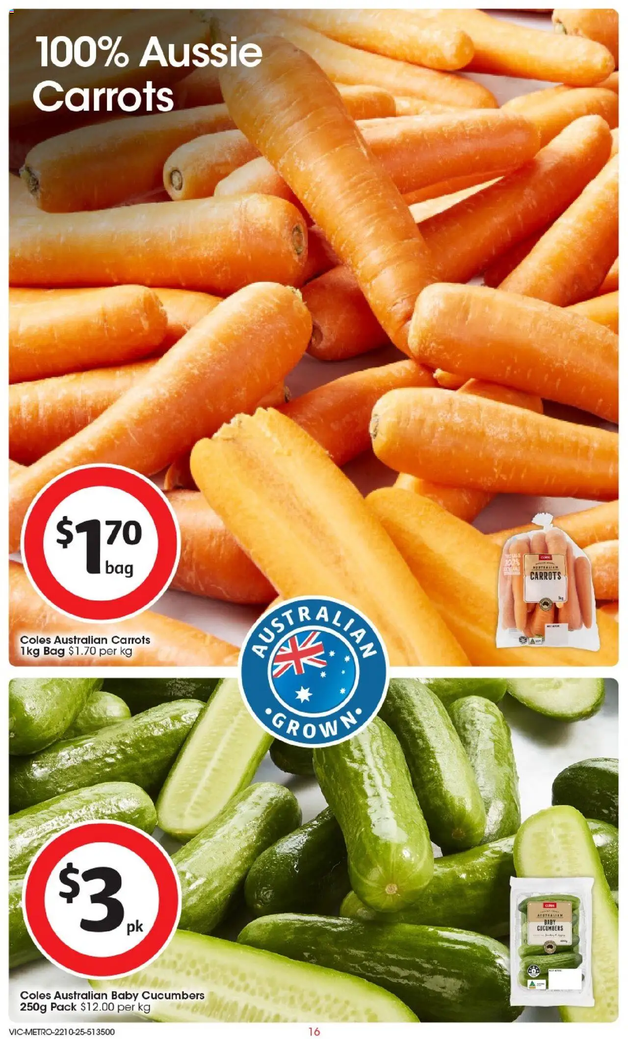 Coles catalogue - valid from 22.10.2025 | Page: 17 | Products: Carrots, Cucumbers, Bag