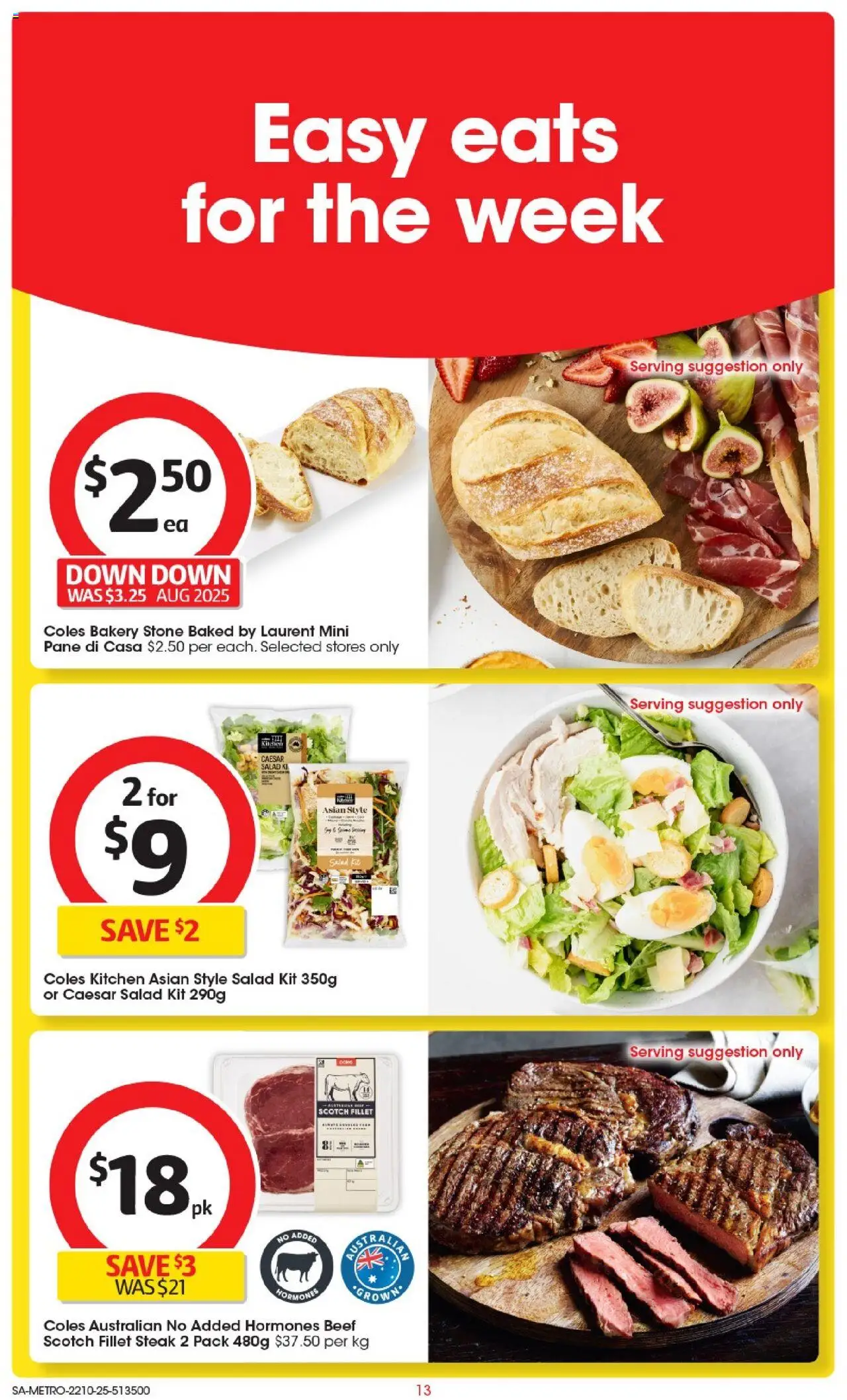 Coles catalogue - valid from 22.10.2025 | Page: 14 | Products: Beef, Salad, Steak, Bakery Coles catalogue - valid from 22.10.2025 | Page: 14 | Products: Beef, Salad, Steak, Bakery