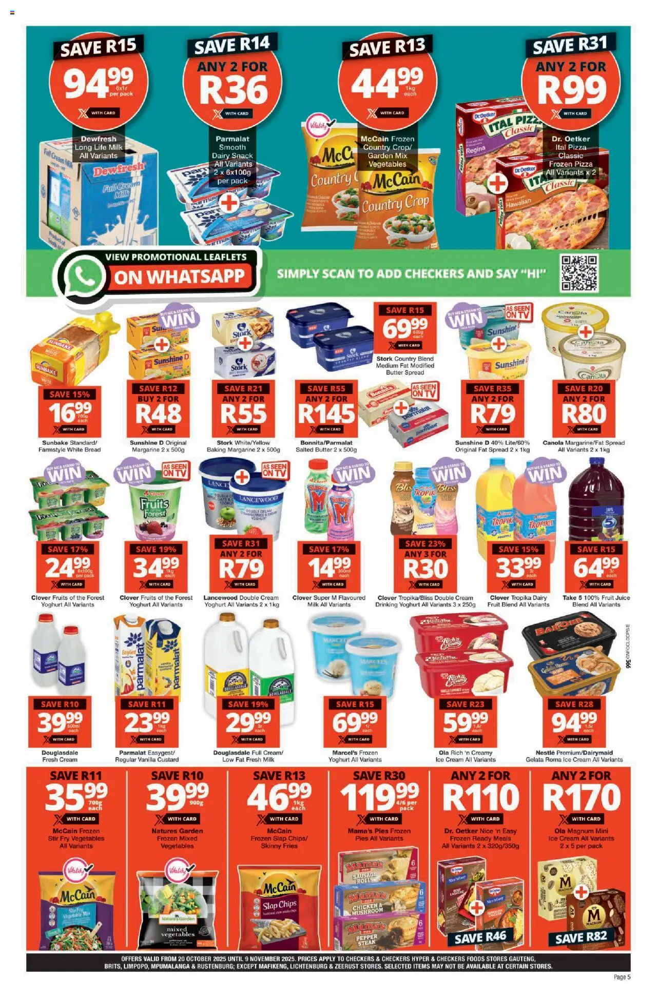 New Checkers catalogue – valid from 20.10.2025 | Page: 5 | Products: Jamón serrano, Butter, Bread, Chips