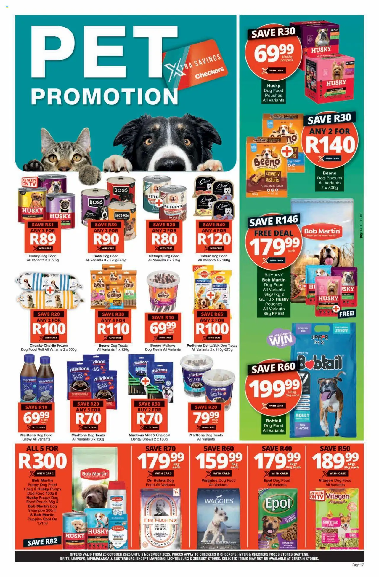 New Checkers catalogue – valid from 20.10.2025 | Page: 17 | Products: Steak, Shampoo, Gravy, Dog food