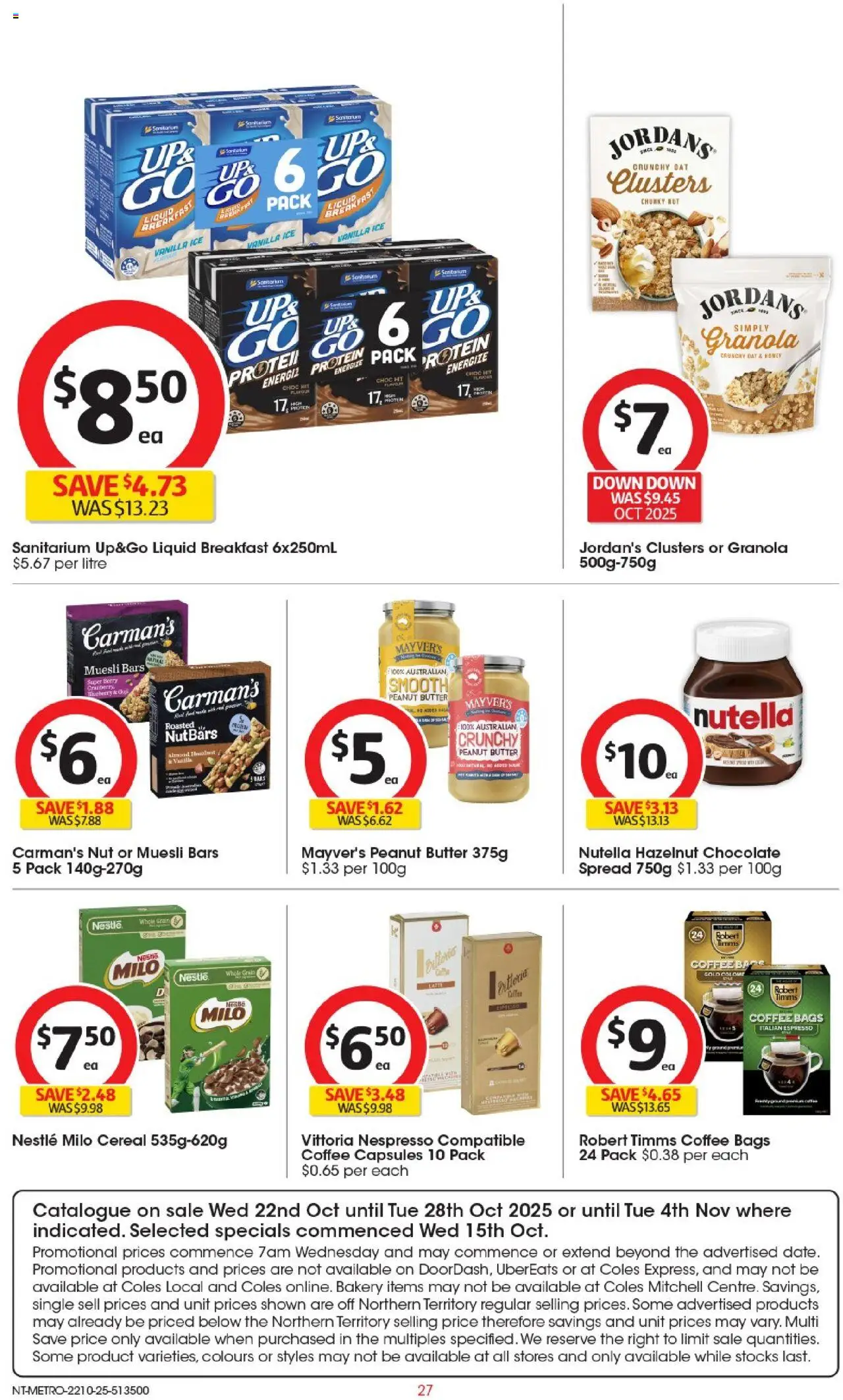 Coles catalogue - valid from 22.10.2025 | Page: 28 | Products: Butter, Coffee, Nutella, Bakery Coles catalogue - valid from 22.10.2025 | Page: 28 | Products: Butter, Coffee, Nutella, Bakery