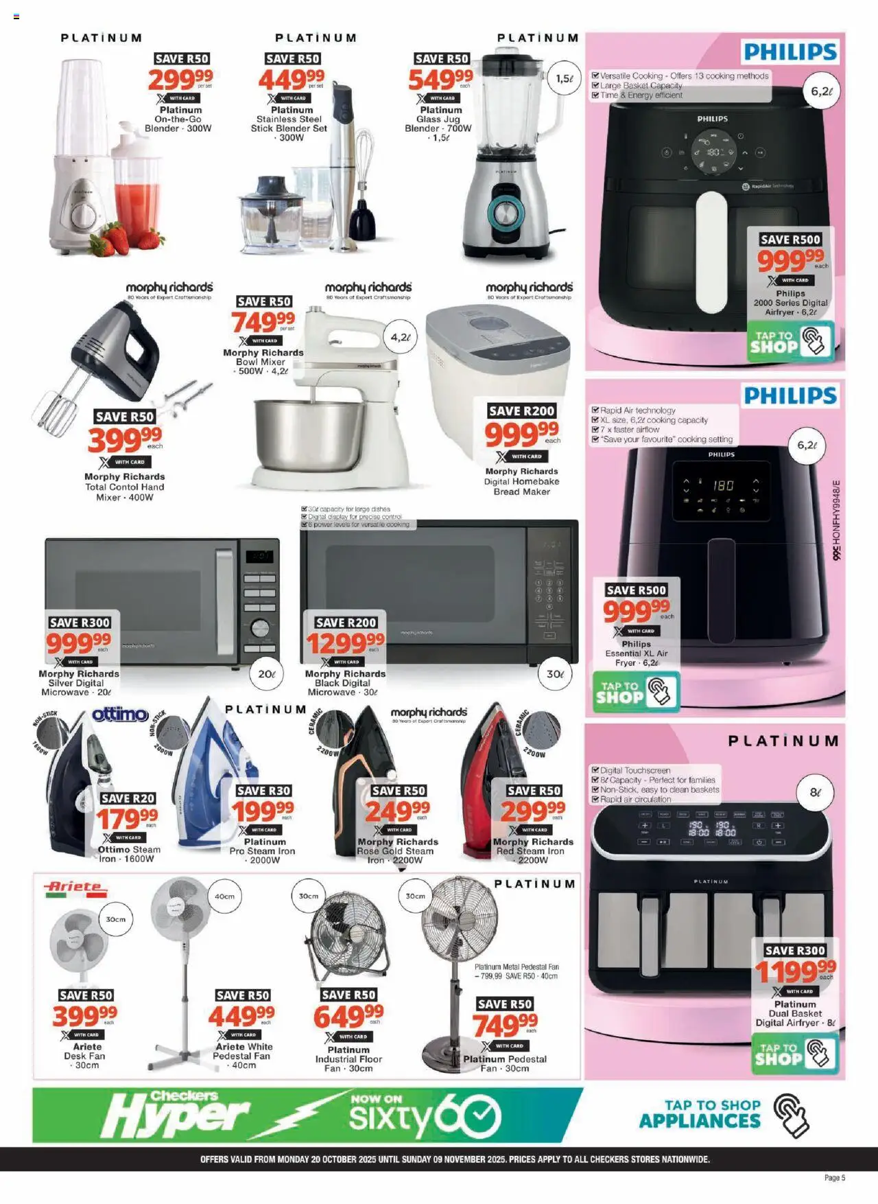 New Checkers catalogue – valid from 20.10.2025 | Page: 5 | Products: Desk, Mixer, Basket, Blender