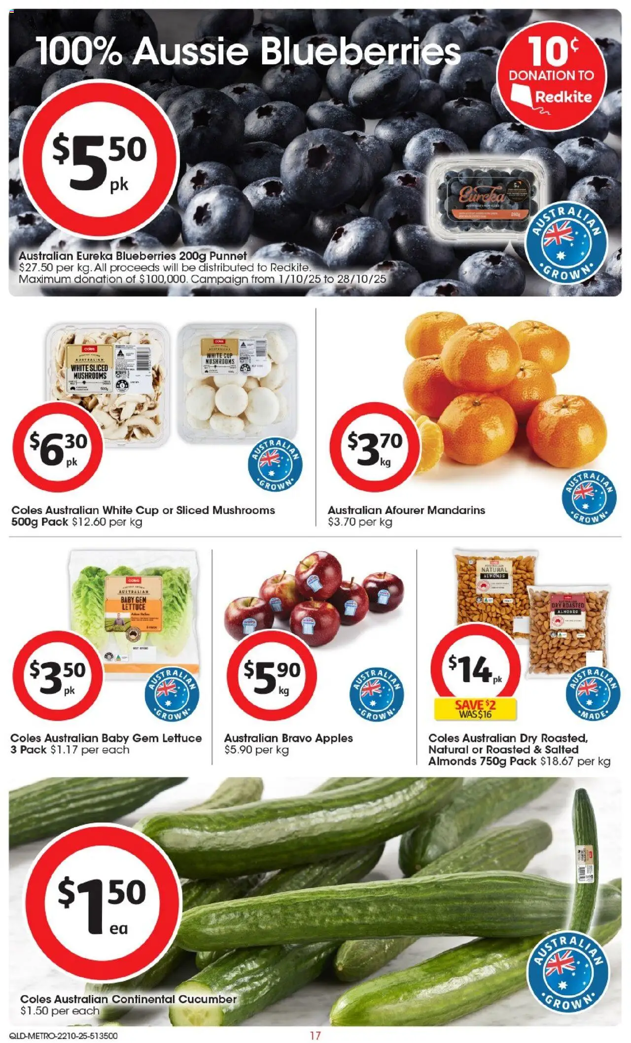 Coles catalogue - valid from 22.10.2025 | Page: 18 | Products: Lettuce, Mushrooms, Mandarins, Blueberries Coles catalogue - valid from 22.10.2025 | Page: 18 | Products: Lettuce, Mushrooms, Mandarins, Blueberries
