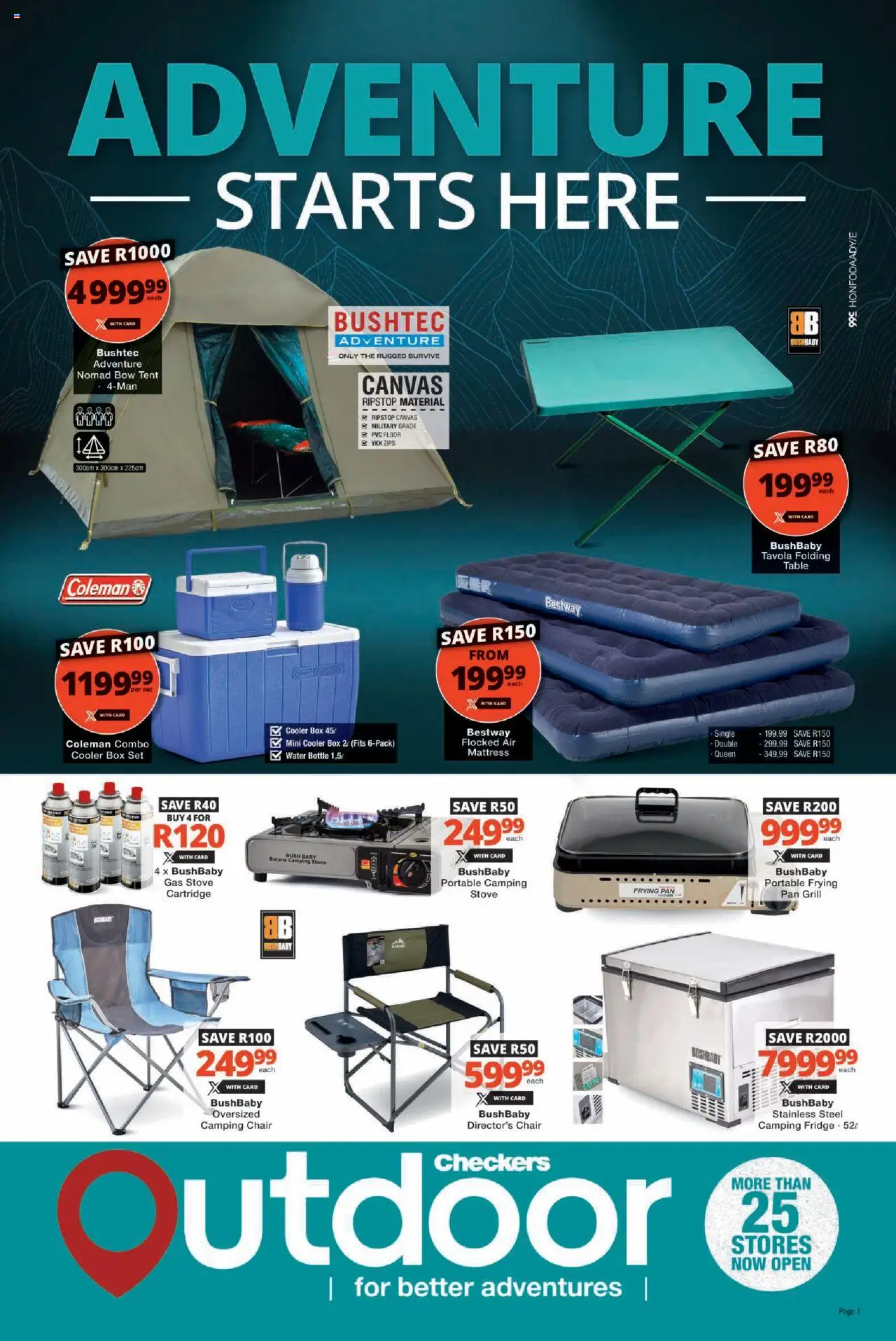 New Checkers catalogue – valid from 20.10.2025 | Page: 1 | Products: Stove, Mattress, Tent, Gas stove