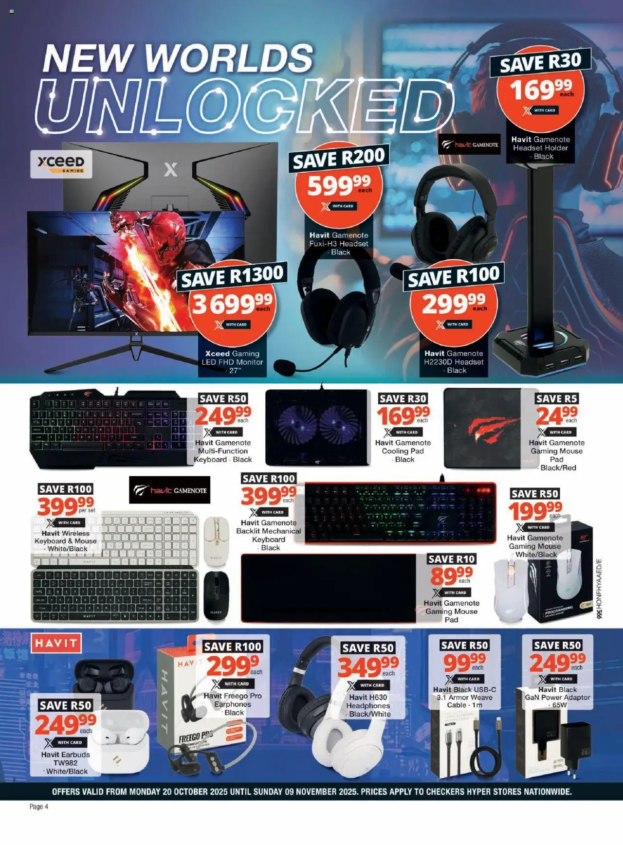 New Checkers catalogue – valid from 20.10.2025 | Page: 4 | Products: Earphones, Earbuds, Keyboard, Cable New Checkers catalogue – valid from 20.10.2025 | Page: 4 | Products: Earphones, Earbuds, Keyboard, Cable