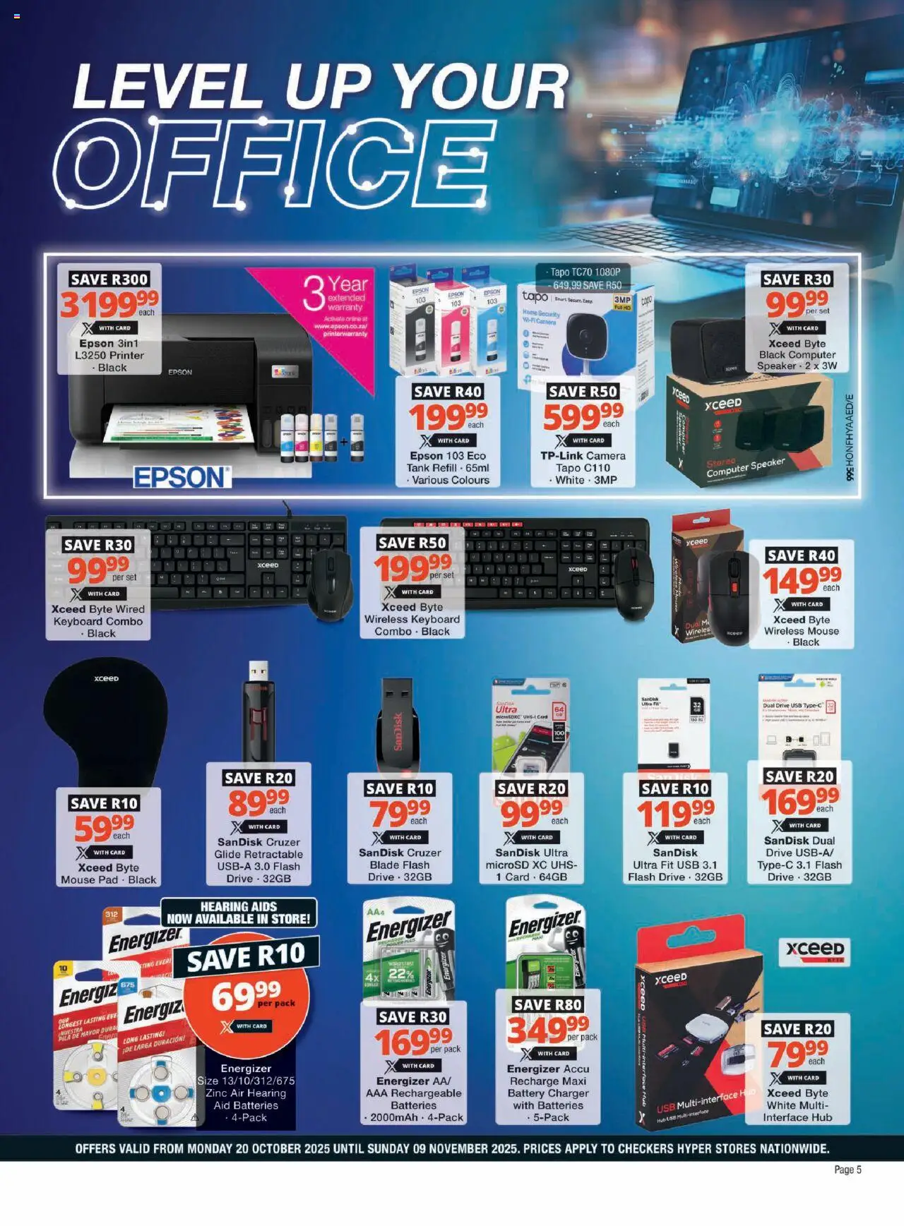 New Checkers catalogue – valid from 20.10.2025 | Page: 5 | Products: Printer, Mouse, Tank, Battery New Checkers catalogue – valid from 20.10.2025 | Page: 5 | Products: Printer, Mouse, Tank, Battery