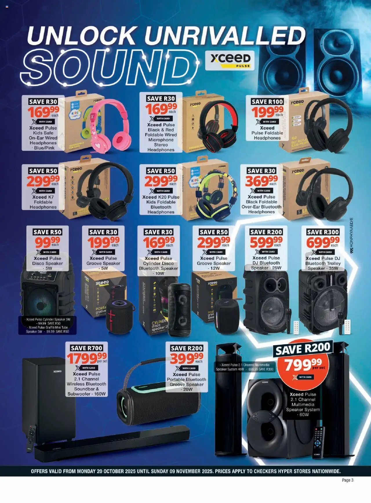 New Checkers catalogue – valid from 20.10.2025 | Page: 3 | Products: Headphones, Speaker, Soundbar, Subwoofer New Checkers catalogue – valid from 20.10.2025 | Page: 3 | Products: Headphones, Speaker, Soundbar, Subwoofer