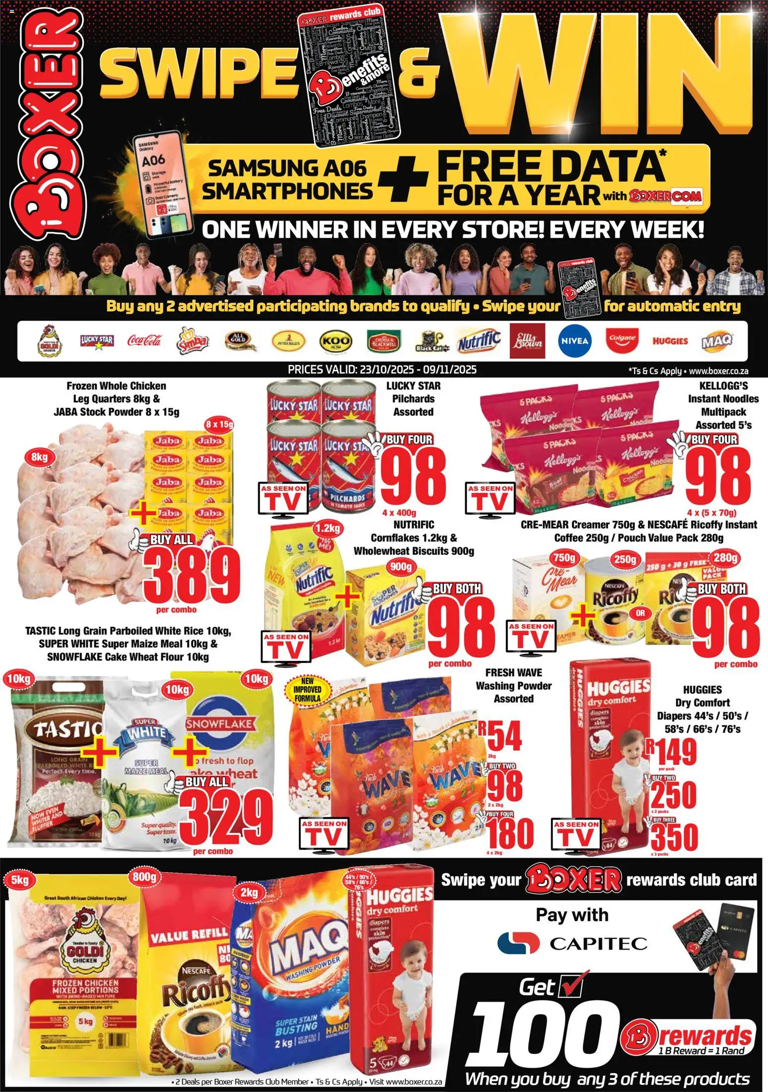 New Boxer catalogue – valid from 23.10.2025 | Page: 1 | Products: Pilchards, Cake, Flour, Maize meal New Boxer catalogue – valid from 23.10.2025 | Page: 1 | Products: Pilchards, Cake, Flour, Maize meal