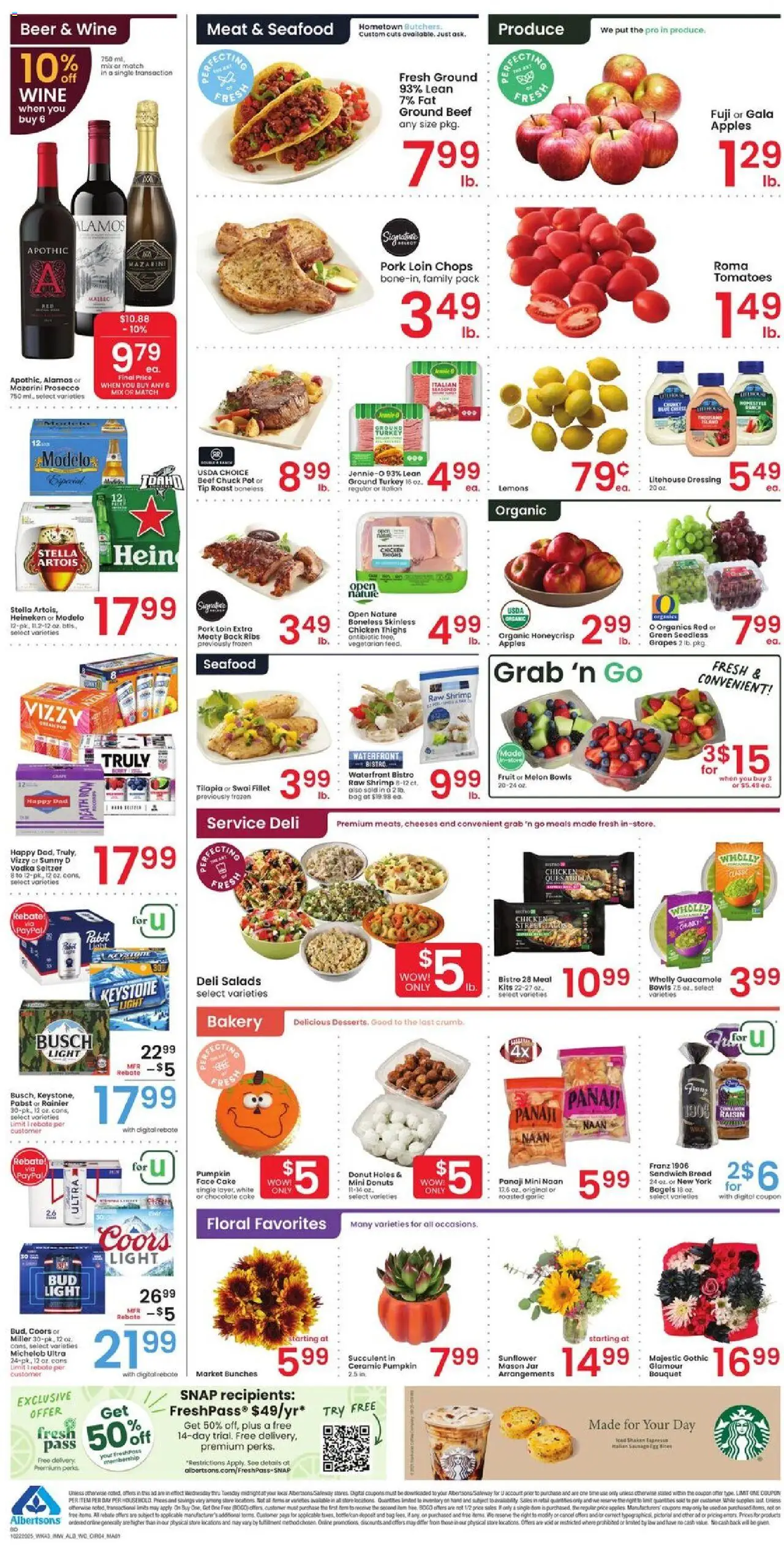 Albertsons Weekly Ad - valid from 22.10.2025 | Page: 4 | Products: Wine, Apples, Vodka, Bag Albertsons Weekly Ad - valid from 22.10.2025 | Page: 4 | Products: Wine, Apples, Vodka, Bag