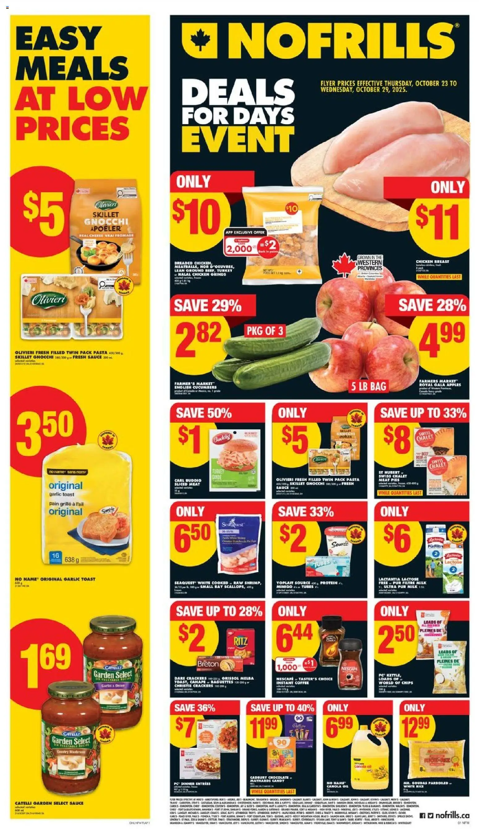 No Frills flyer valid from 23.10.2025 | Page: 1 | Products: Milk, Cheese, Yogurt, Chicken No Frills flyer valid from 23.10.2025 | Page: 1 | Products: Milk, Cheese, Yogurt, Chicken