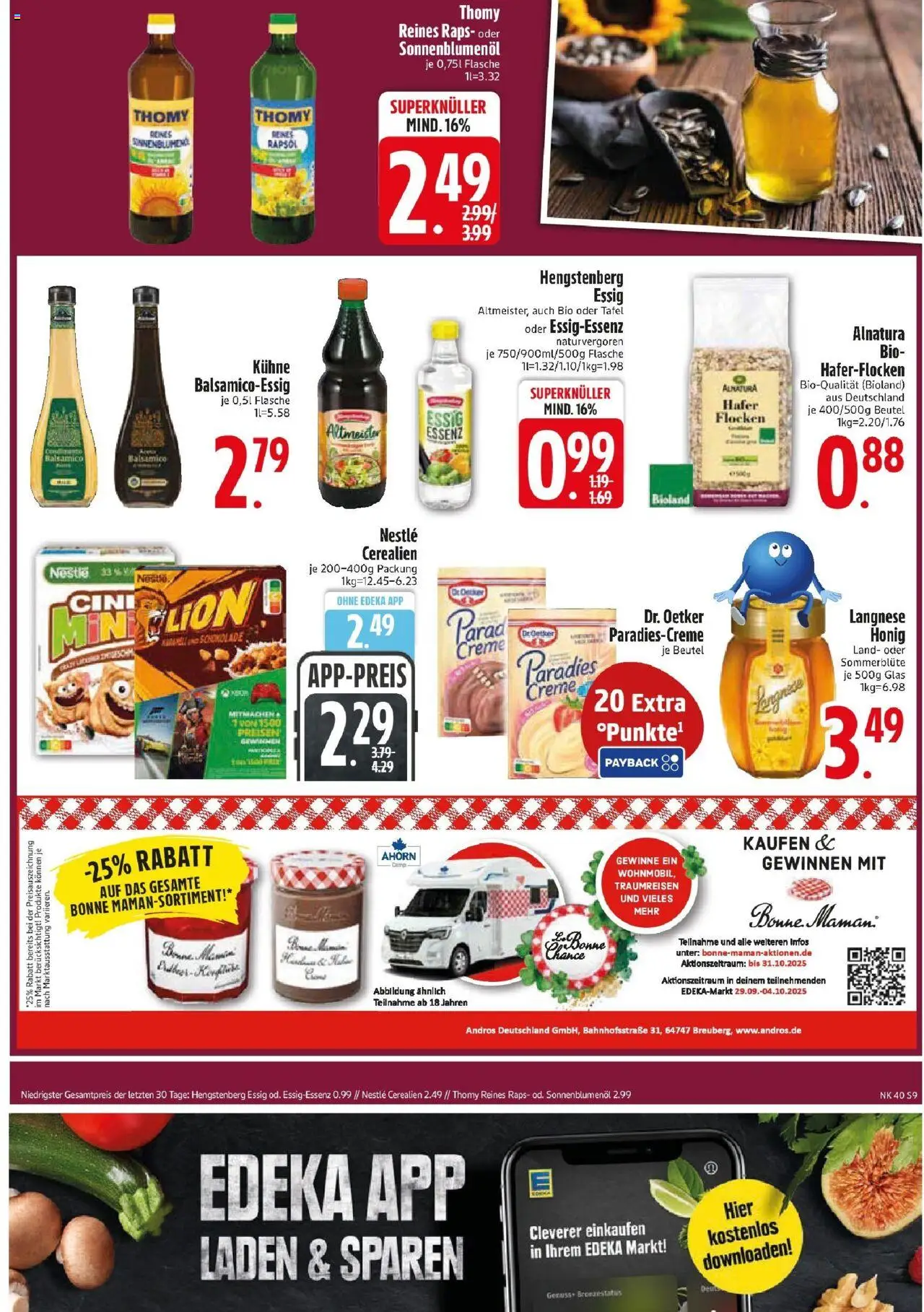 Edeka prospekt Haar – gültig ab 29.09.2025 | Seite: 9 | Produkte: Essig, Creme, Bonne maman, Flocken Edeka prospekt Haar – gültig ab 29.09.2025 | Seite: 9 | Produkte: Essig, Creme, Bonne maman, Flocken