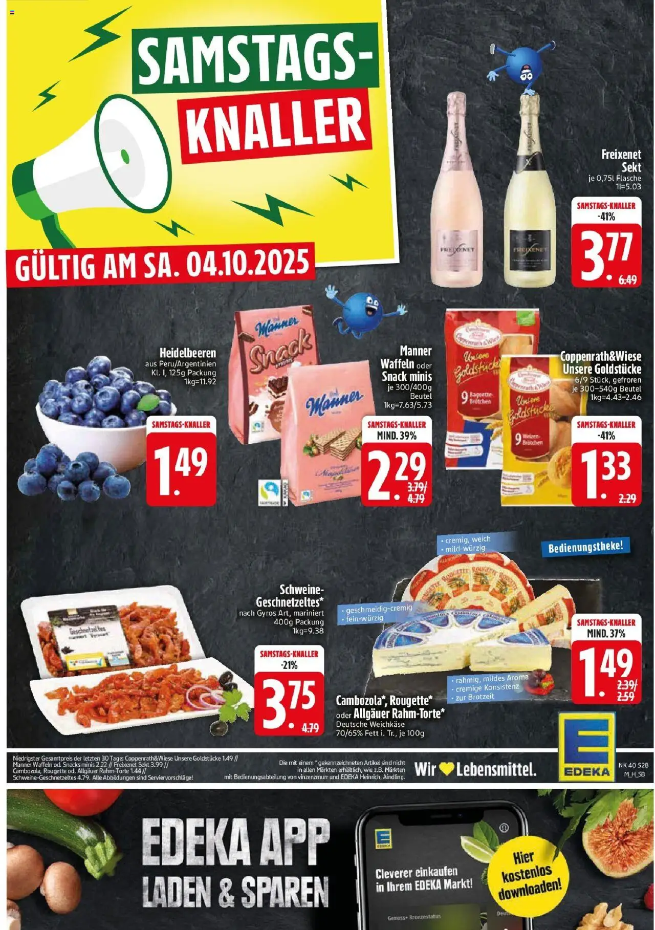 Edeka prospekt Haar – gültig ab 29.09.2025 | Seite: 28 | Produkte: Freixenet, Waffeln, Heidelbeeren, Gyros Edeka prospekt Haar – gültig ab 29.09.2025 | Seite: 28 | Produkte: Freixenet, Waffeln, Heidelbeeren, Gyros