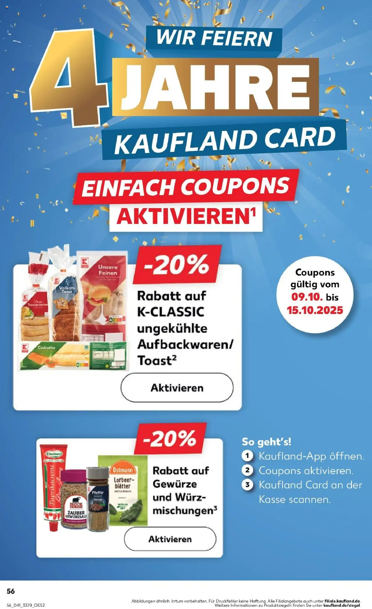 Kaufland prospekt Oranienburg	 – gültig ab 13.10.2025 | Seite: 56 | Produkte: Toast, Gewürze, Pfeffer Kaufland prospekt Oranienburg	 – gültig ab 13.10.2025 | Seite: 56 | Produkte: Toast, Gewürze, Pfeffer