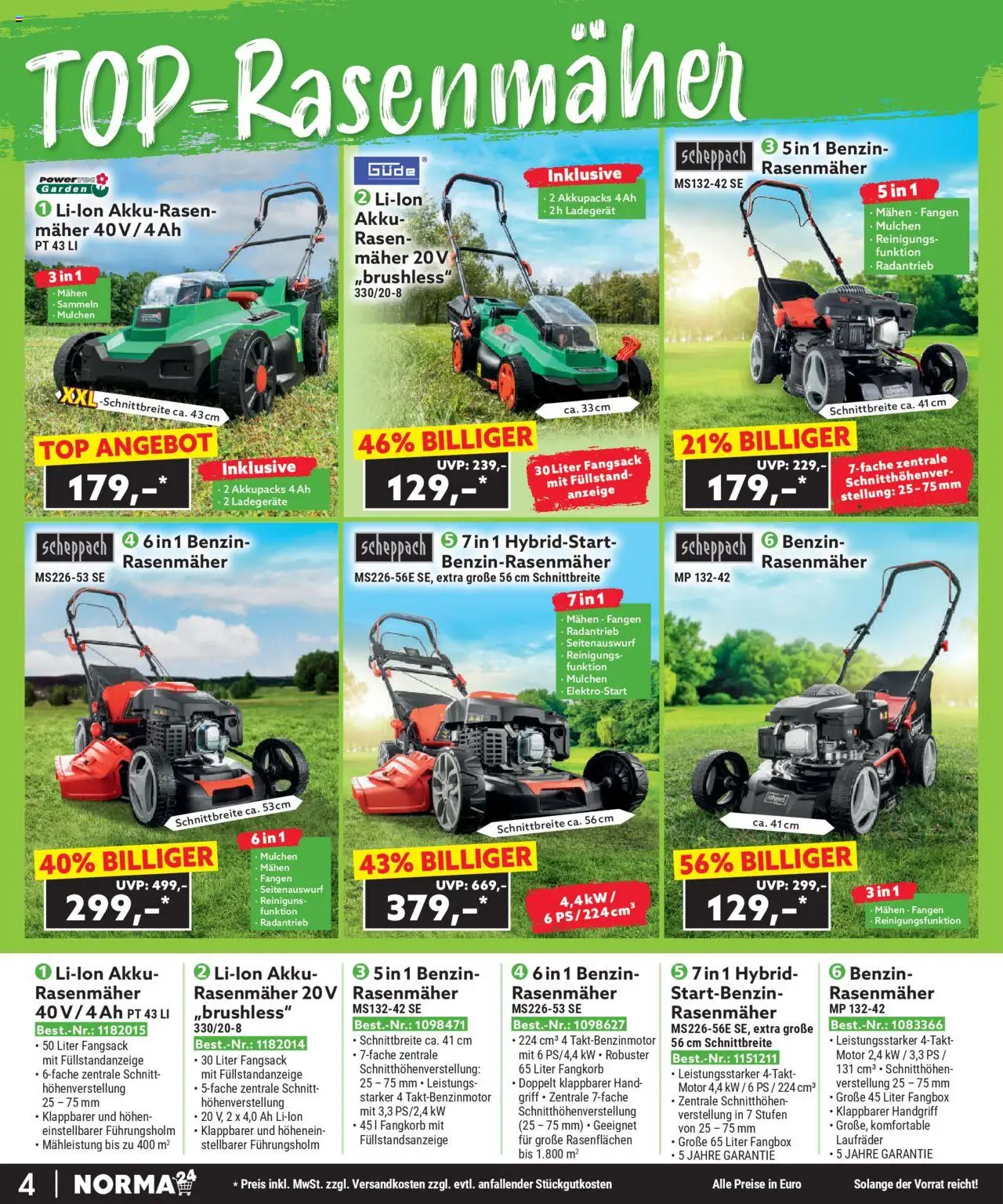 Norma Bestellmagazin Oktober 2025 – gültig ab 01.10.2025 | Seite: 4 | Produkte: Top, Rasenmäher, Ladegerät Norma Bestellmagazin Oktober 2025 – gültig ab 01.10.2025 | Seite: 4 | Produkte: Top, Rasenmäher, Ladegerät