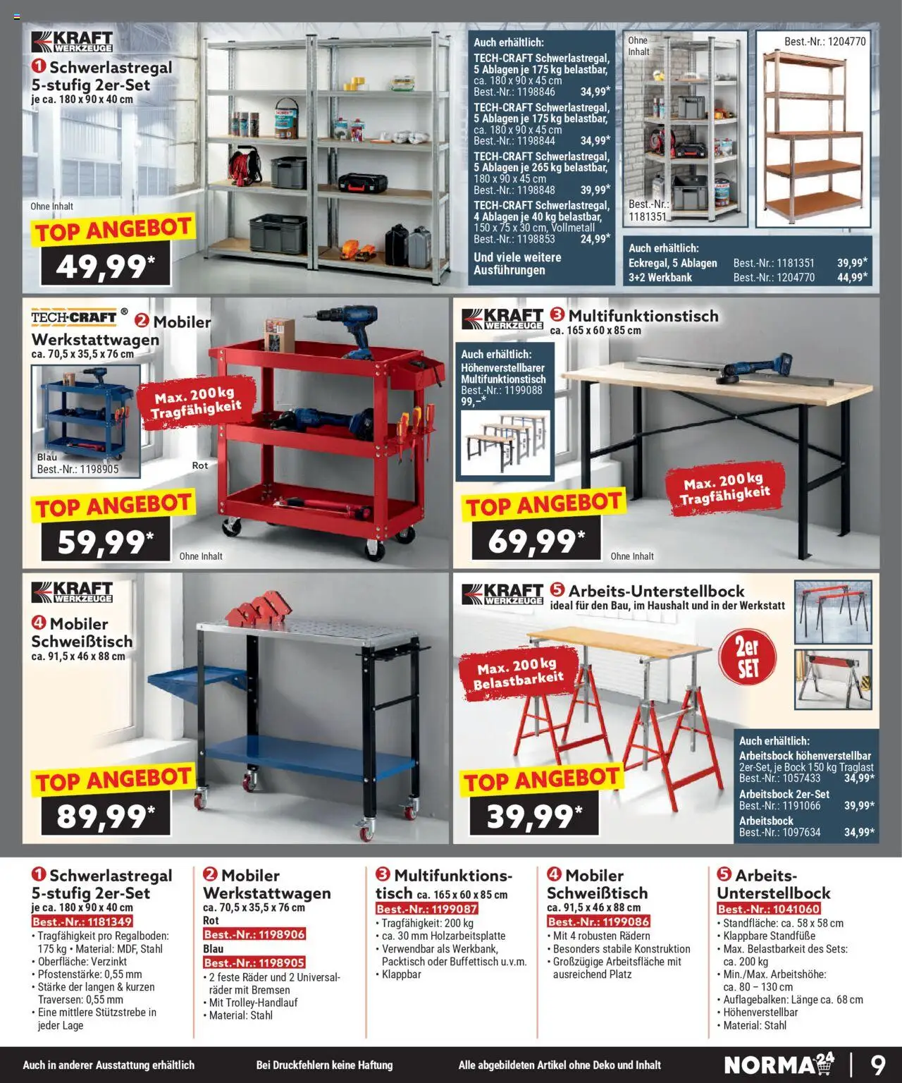 Norma Bestellmagazin Oktober 2025 – gültig ab 01.10.2025 | Seite: 9 | Produkte: Top, Tisch, Schwerlastregal Norma Bestellmagazin Oktober 2025 – gültig ab 01.10.2025 | Seite: 9 | Produkte: Top, Tisch, Schwerlastregal
