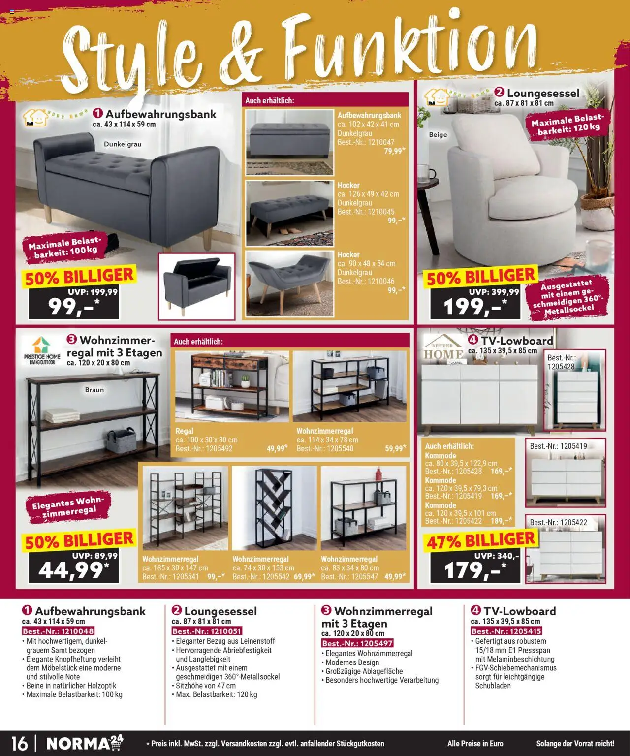 Norma Bestellmagazin Oktober 2025 – gültig ab 01.10.2025 | Seite: 16 | Produkte: Hocker, Kommode, Regal Norma Bestellmagazin Oktober 2025 – gültig ab 01.10.2025 | Seite: 16 | Produkte: Hocker, Kommode, Regal