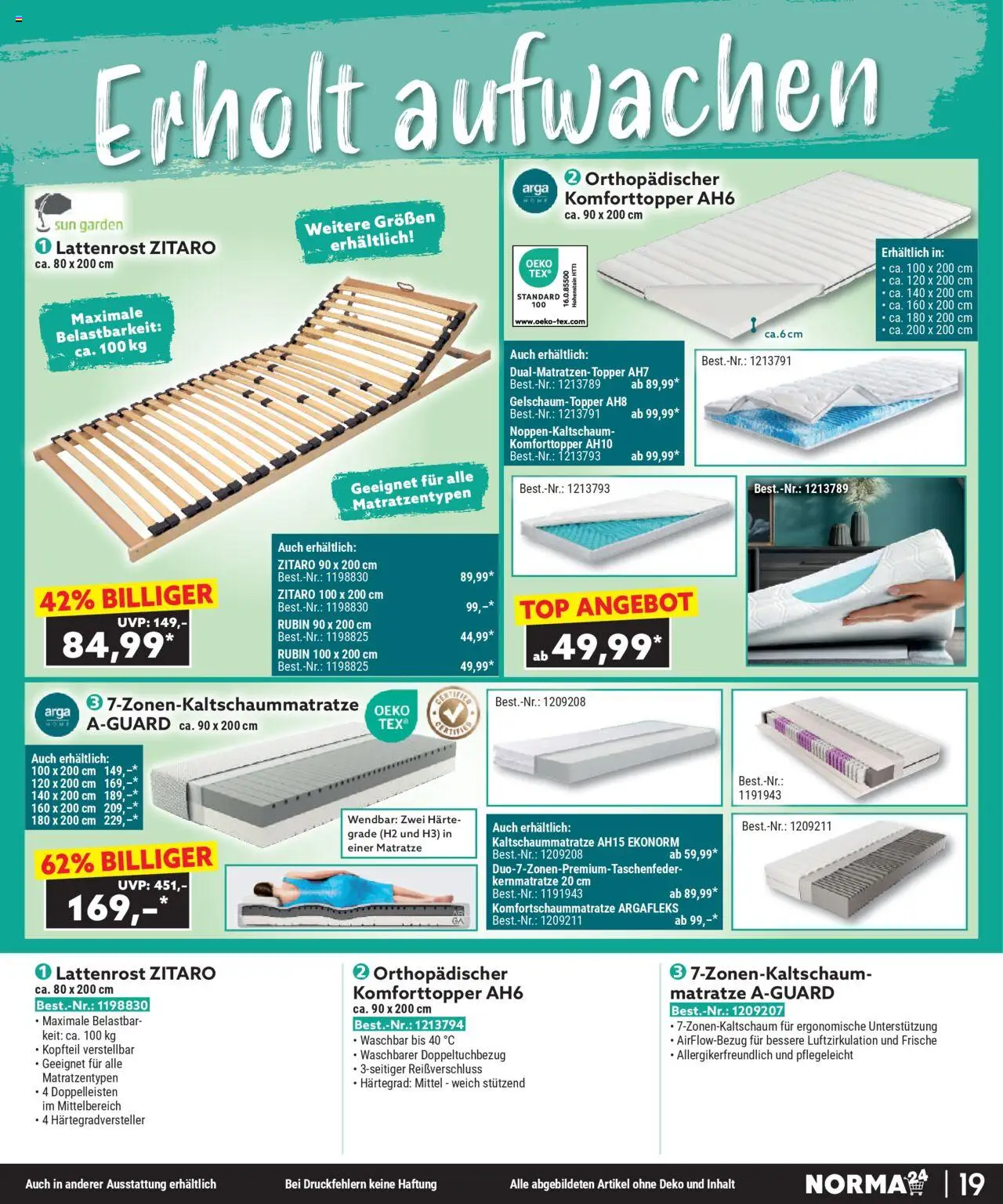 Norma Bestellmagazin Oktober 2025 – gültig ab 01.10.2025 | Seite: 19 | Produkte: Top, Matratze, Lattenrost, Topper Norma Bestellmagazin Oktober 2025 – gültig ab 01.10.2025 | Seite: 19 | Produkte: Top, Matratze, Lattenrost, Topper