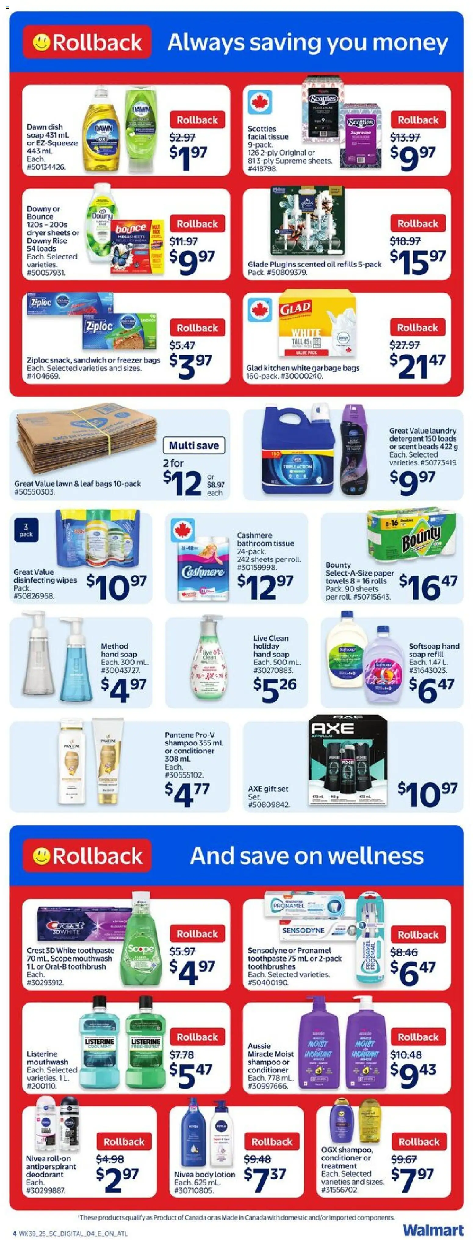 Walmart flyer valid from 23.10.2025 | Page: 5 | Products: Dryer, Conditioner, Soap, Deodorant Walmart flyer valid from 23.10.2025 | Page: 5 | Products: Dryer, Conditioner, Soap, Deodorant