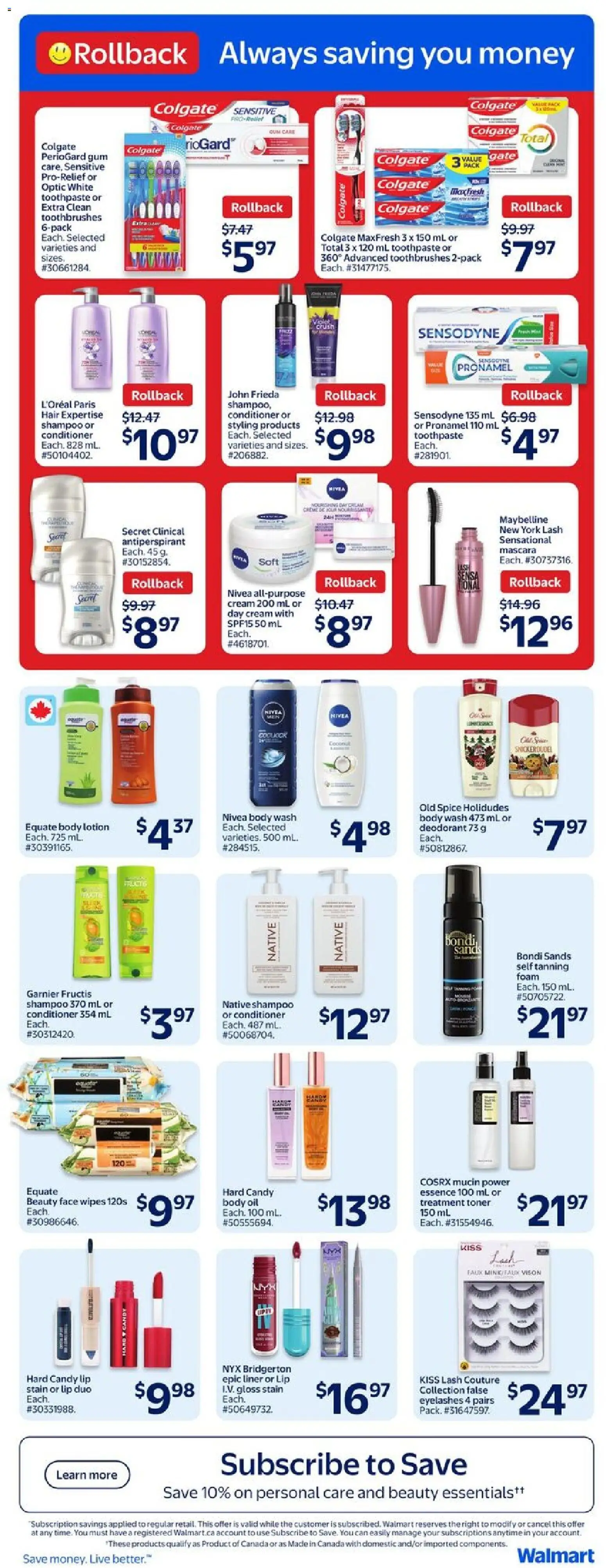 Walmart flyer valid from 23.10.2025 | Page: 13 | Products: Toner, Mascara, Conditioner, Body wash Walmart flyer valid from 23.10.2025 | Page: 13 | Products: Toner, Mascara, Conditioner, Body wash