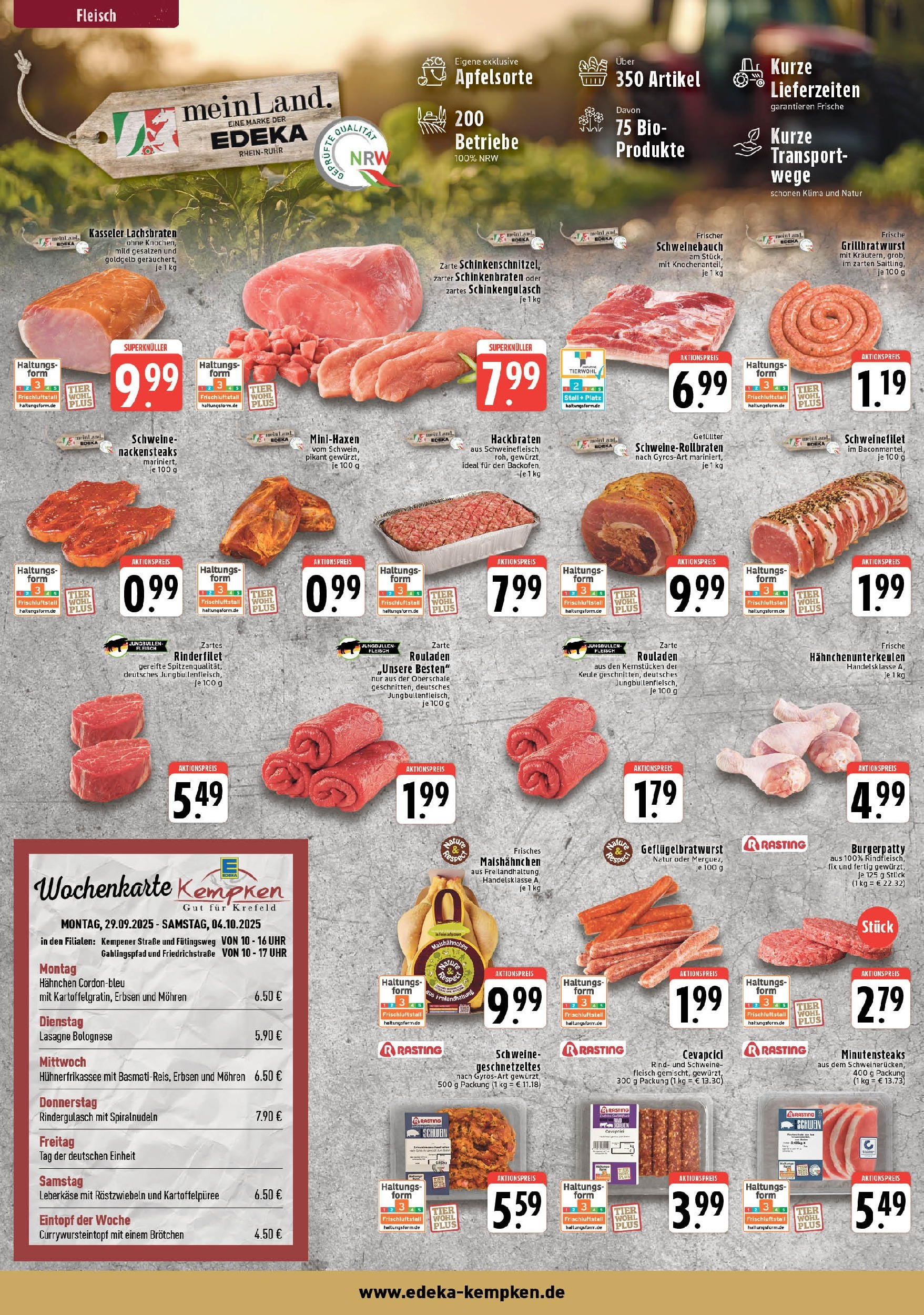 Edeka prospekt Krefeld - Hüls	 (ab 28.09.2025) » Angebote Online | Seite: 2 | Produkte: Nackensteaks, Rinderfilet, Cevapcici, Erbsen