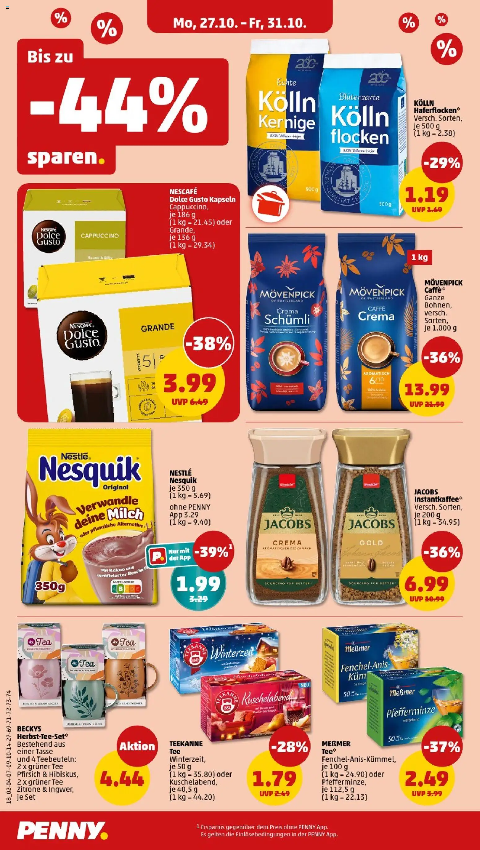 Penny - Baden-Württemberg – gültig ab 27.10.2025 | Seite: 20 | Produkte: Milch, Teekanne, Tee, Dolce gusto Penny - Baden-Württemberg – gültig ab 27.10.2025 | Seite: 20 | Produkte: Milch, Teekanne, Tee, Dolce gusto