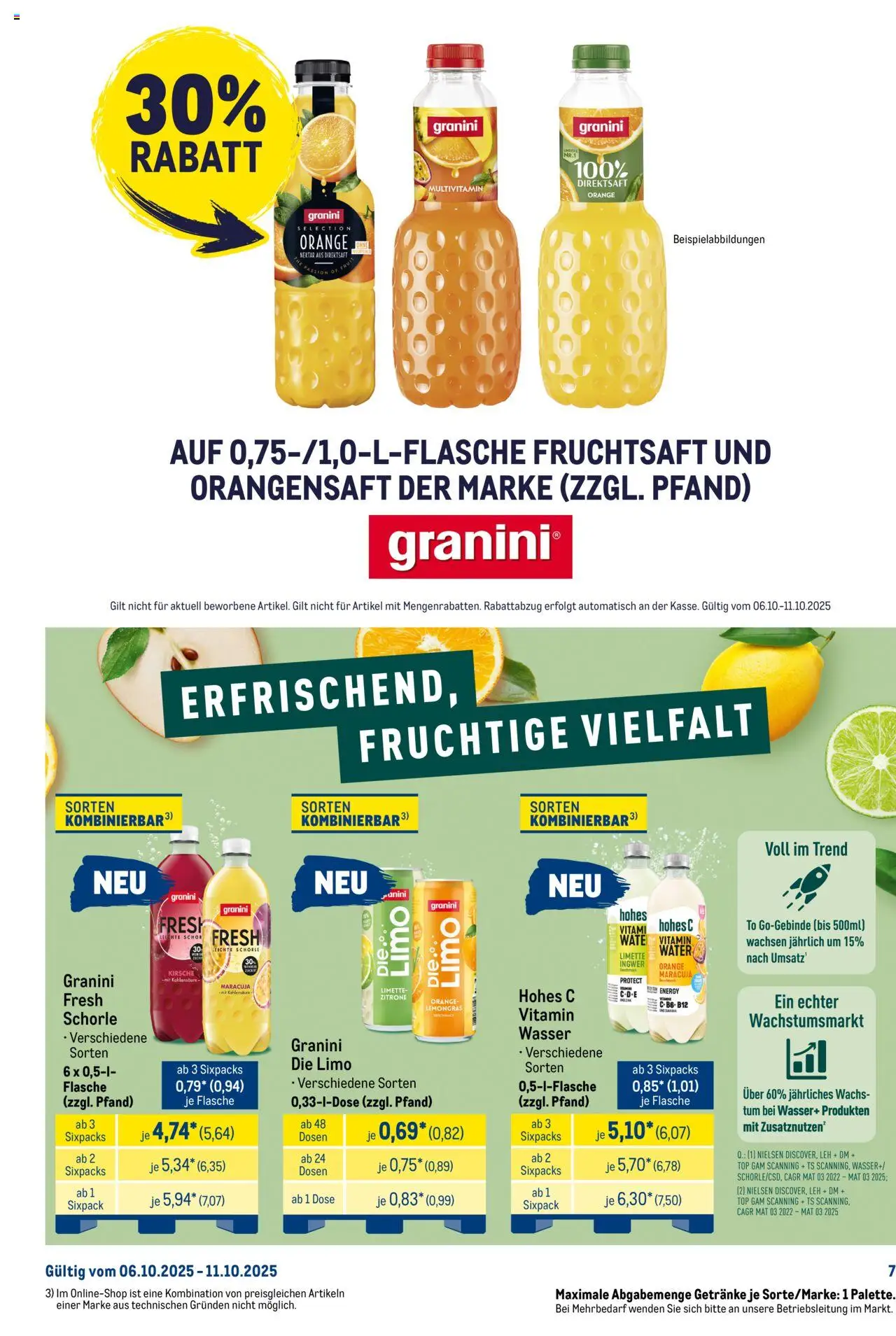 Metro Starke Marken – gültig ab 06.10.2025 | Seite: 7 | Produkte: Top, Orangensaft, Limette, Fruchtsaft Metro Starke Marken – gültig ab 06.10.2025 | Seite: 7 | Produkte: Top, Orangensaft, Limette, Fruchtsaft