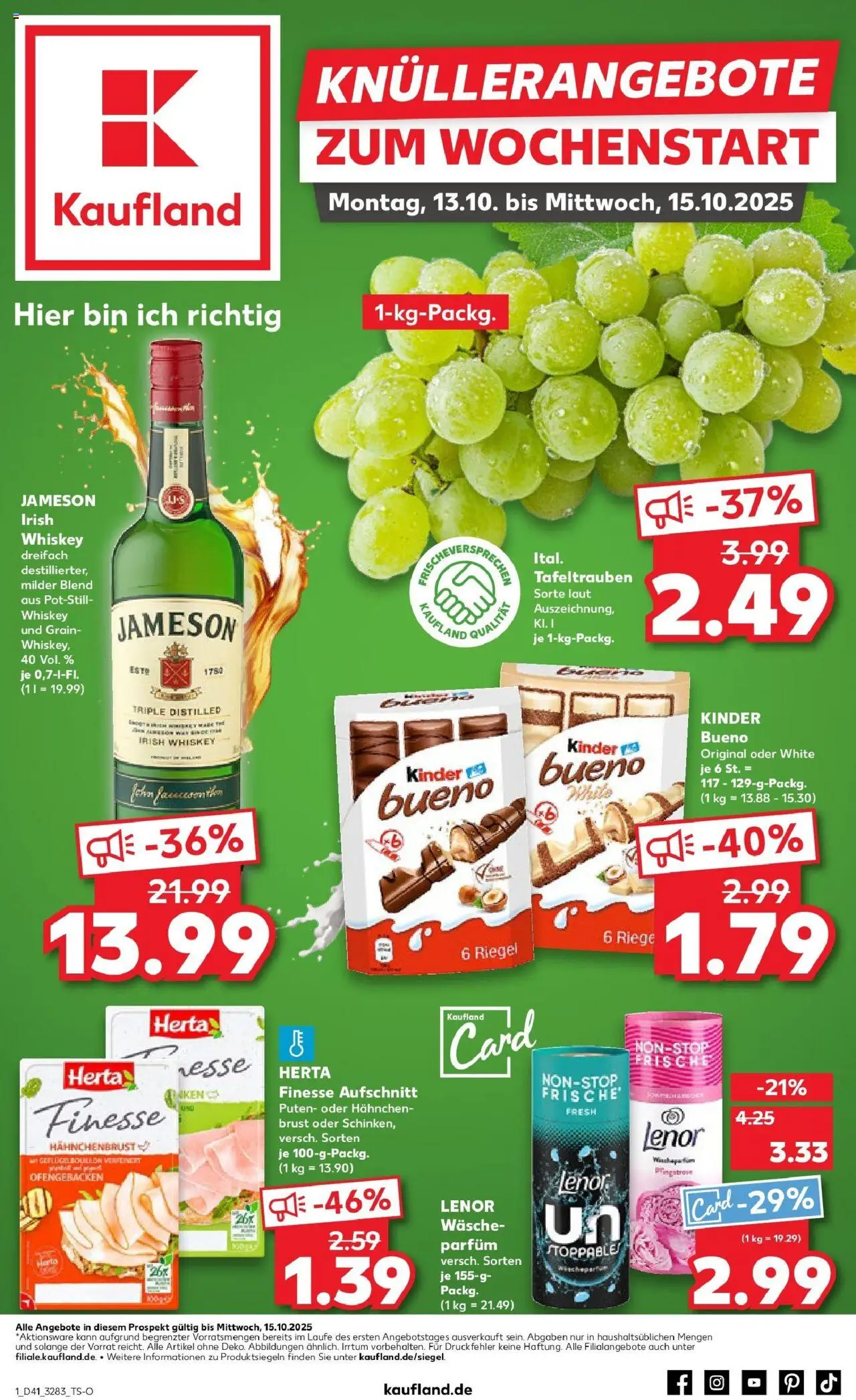 Kaufland prospekt Blankenfelde-Mahlow	 – gültig ab 13.10.2025 | Seite: 1 | Produkte: Parfüm, Jameson, Herta finesse, Whiskey