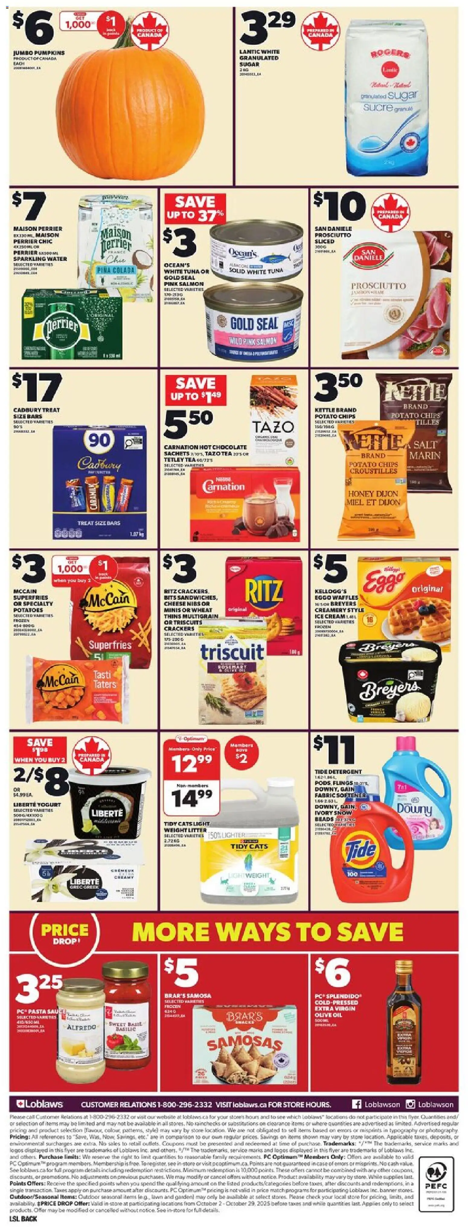 Loblaws flyer valid from 23.10.2025 | Page: 4 | Products: Chips, Potatoes, Kettle, Fabric softener
