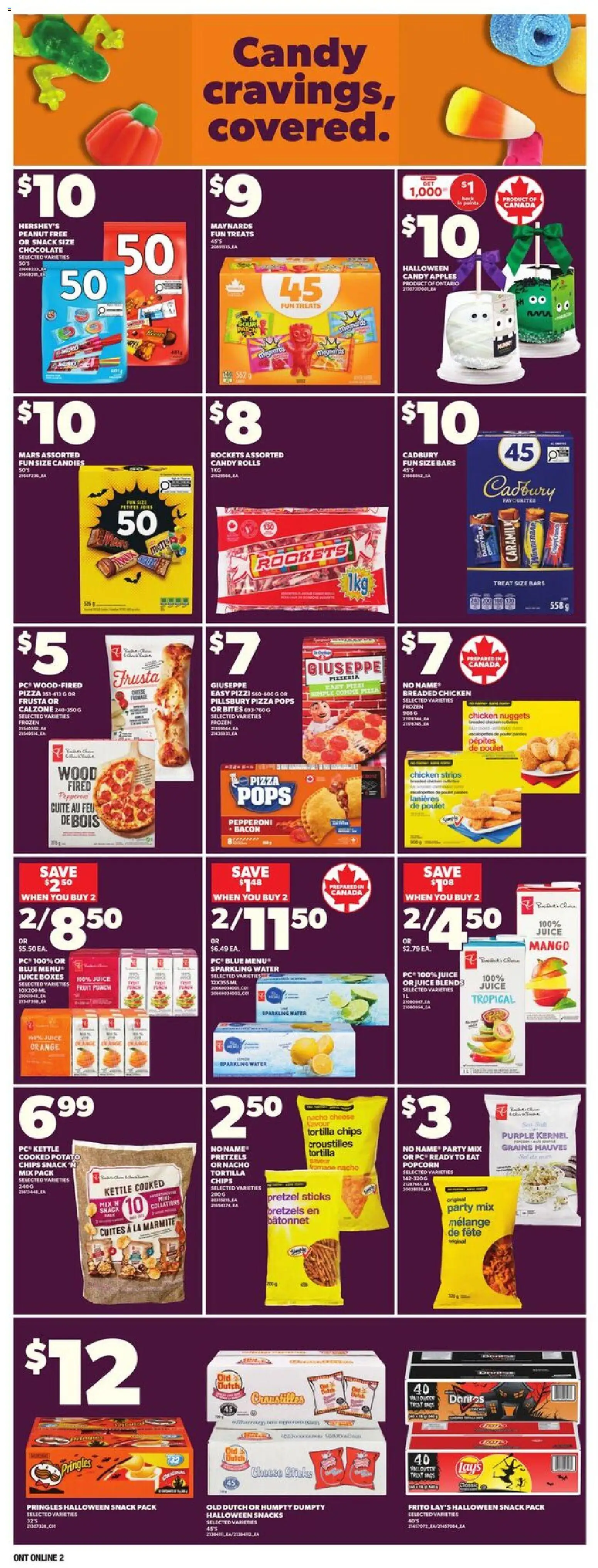 Loblaws flyer valid from 23.10.2025 | Page: 9 | Products: Chips, PC, Juice, Chicken