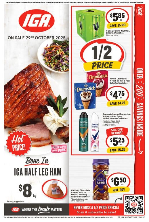 IGA Catalogue Specials 29 October – 4 November, 2025.