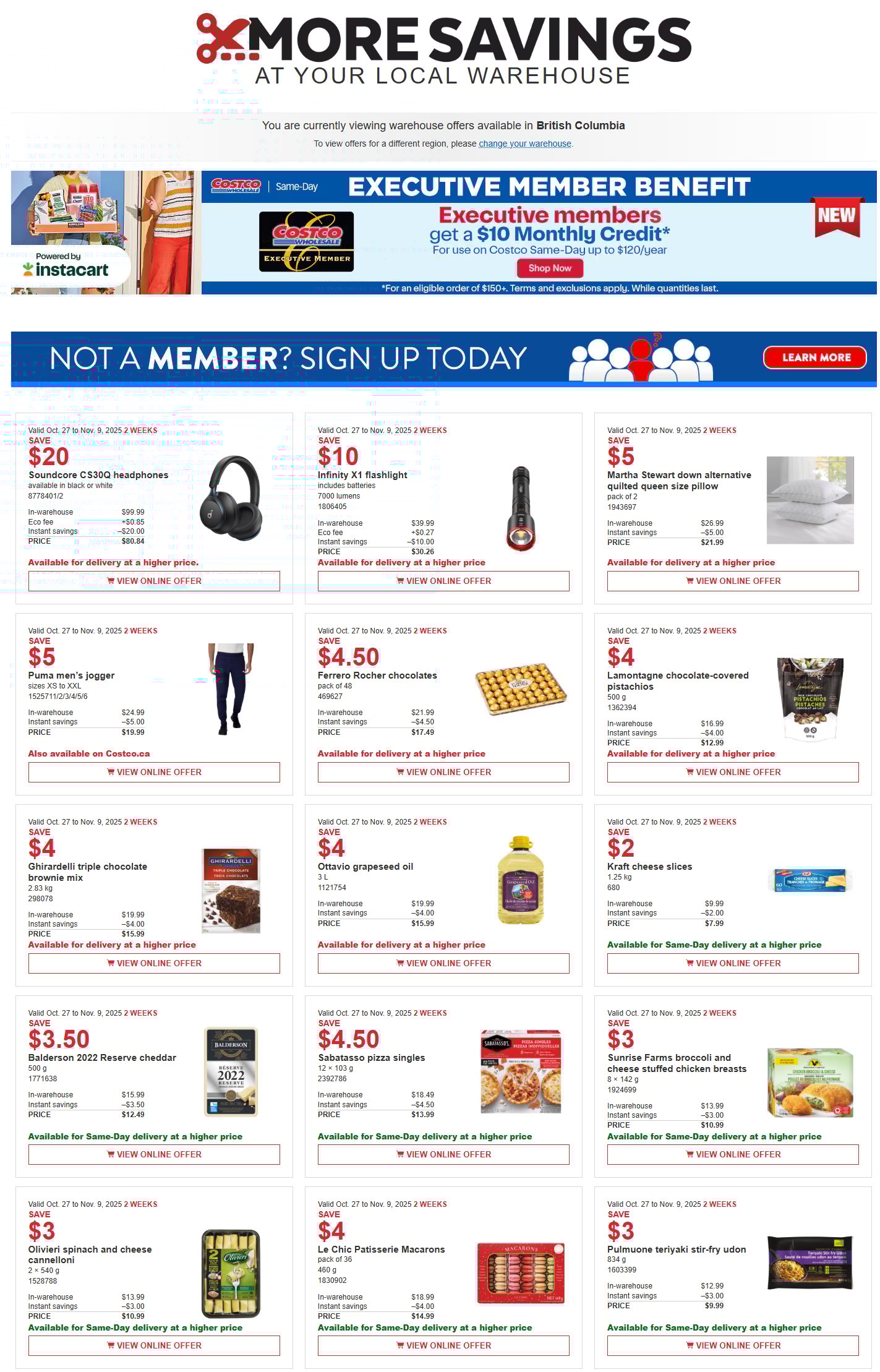 Costco Flyer Sale (BC, AB, SK & MB) October 27 – November 9, 2025