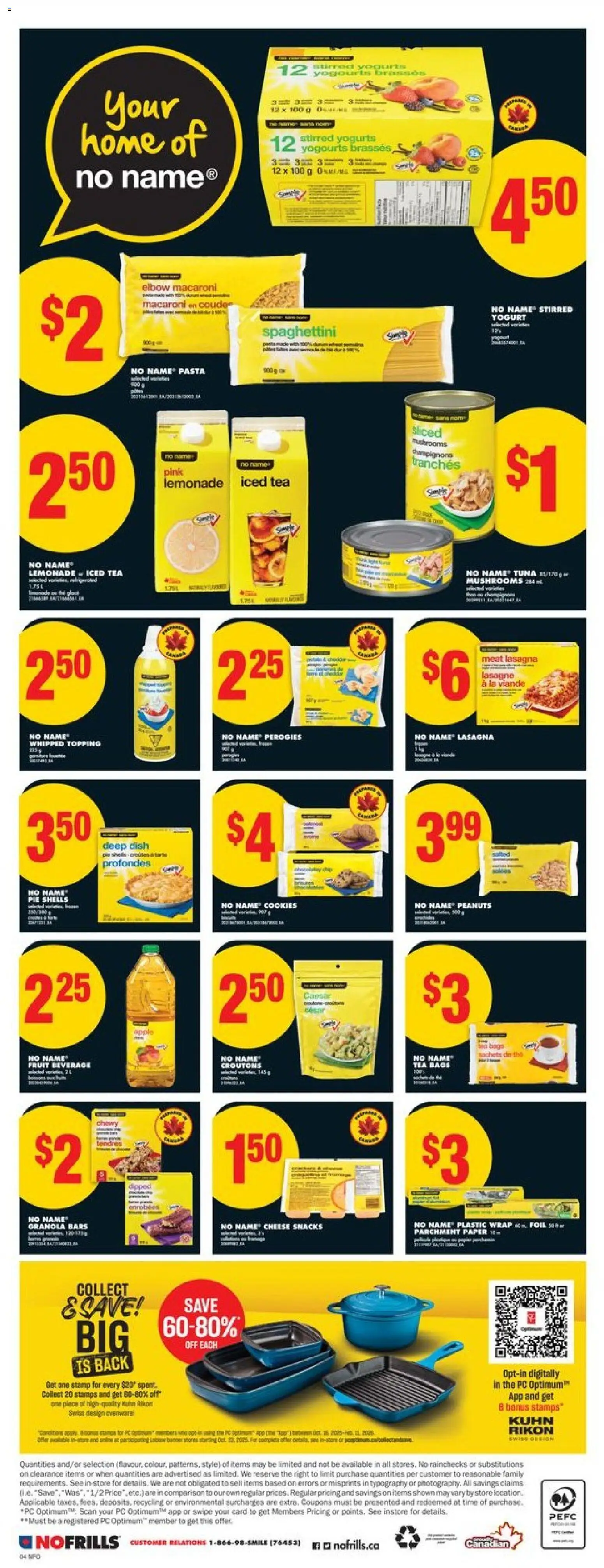 No Frills flyer valid from 30.10.2025 | Page: 4 | Products: Pasta, Cookies, PC, Yogurt No Frills flyer valid from 30.10.2025 | Page: 4 | Products: Pasta, Cookies, PC, Yogurt