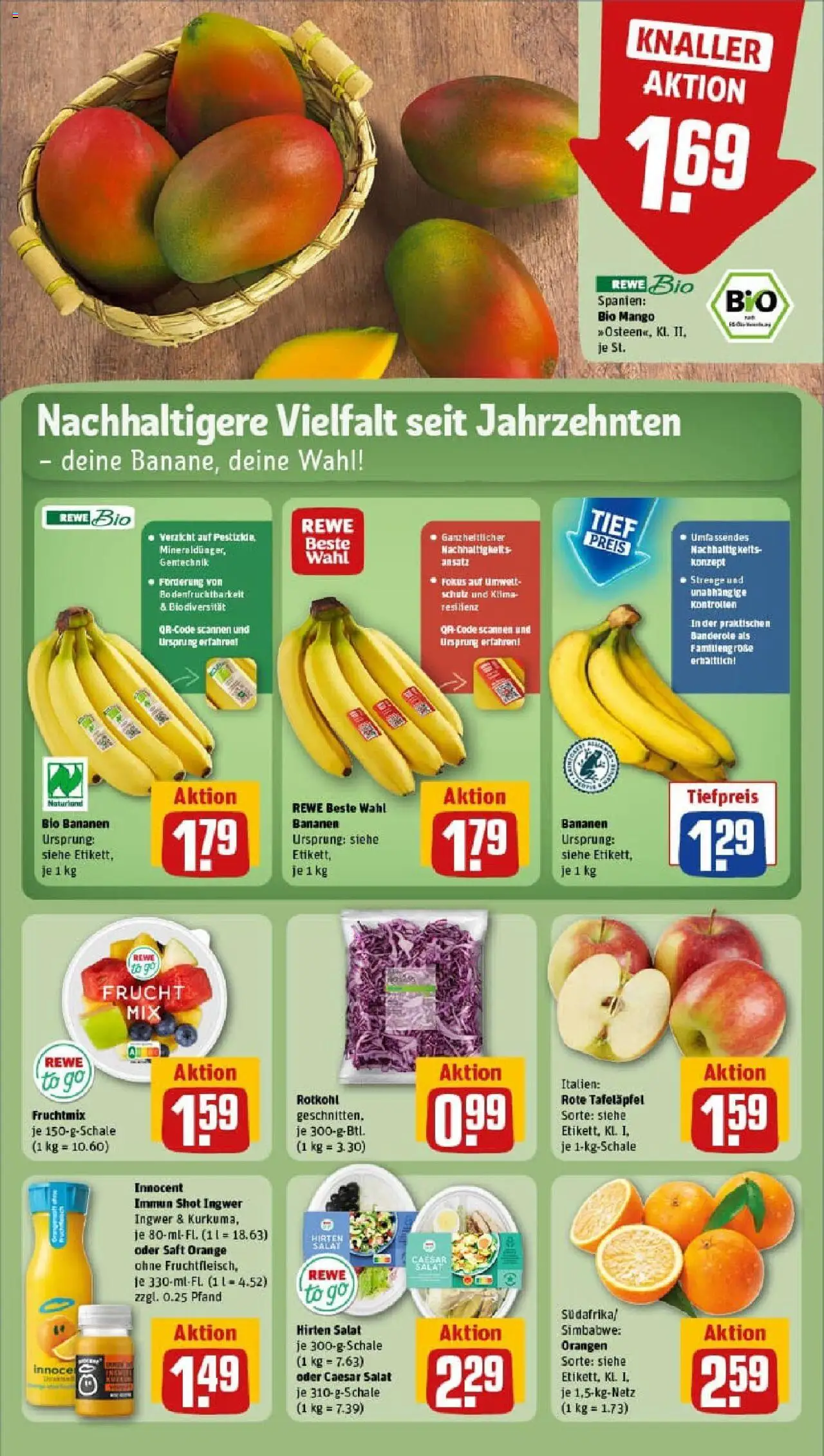 Rewe prospekt Ebsdorfergrund / Dreihausen – gültig ab 29.09.2025 | Seite: 10 | Produkte: Rotkohl, Bananen, Saft, Salat Rewe prospekt Ebsdorfergrund / Dreihausen – gültig ab 29.09.2025 | Seite: 10 | Produkte: Rotkohl, Bananen, Saft, Salat