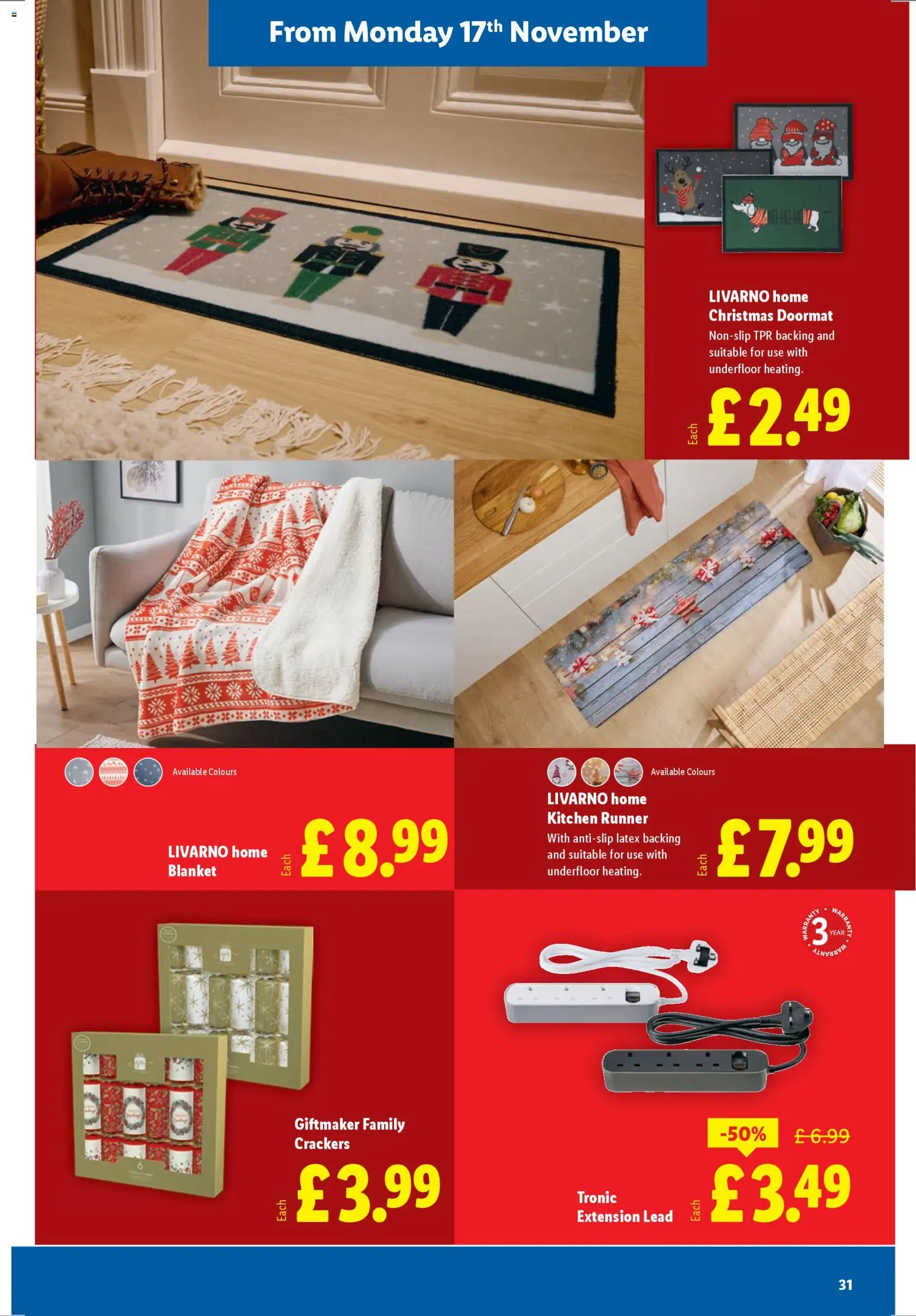 {H1} | Page: 31 | Products: Extension lead, Doormat, Kitchen, Blanket