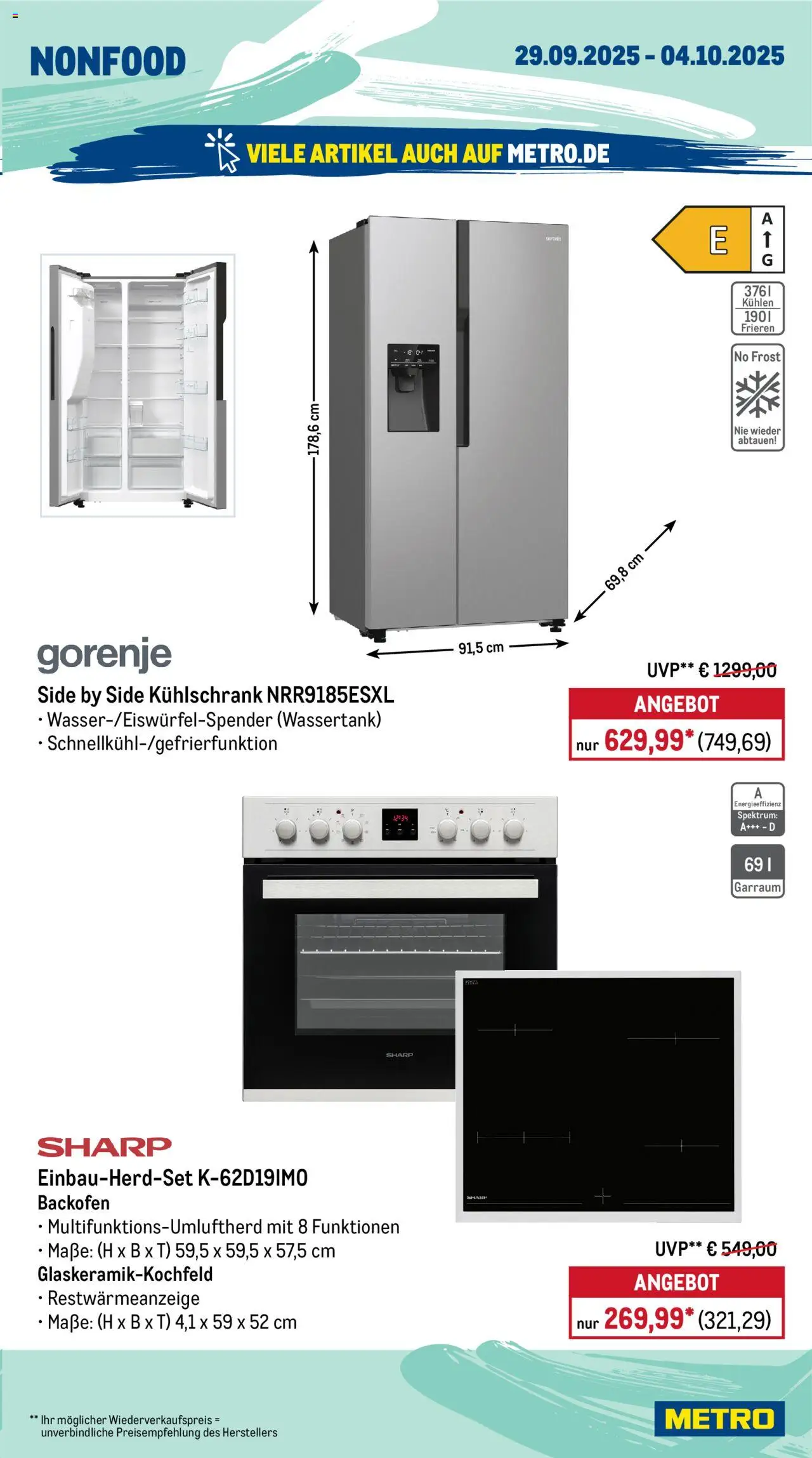 Metro Prospekt 	 – gültig ab 29.09.2025 | Seite: 17 | Produkte: Gorenje, Kühlschrank, Backofen