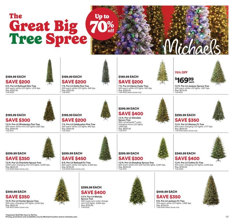 Michaels sale ad This week November 9 The Great Big Tree Spree! 2