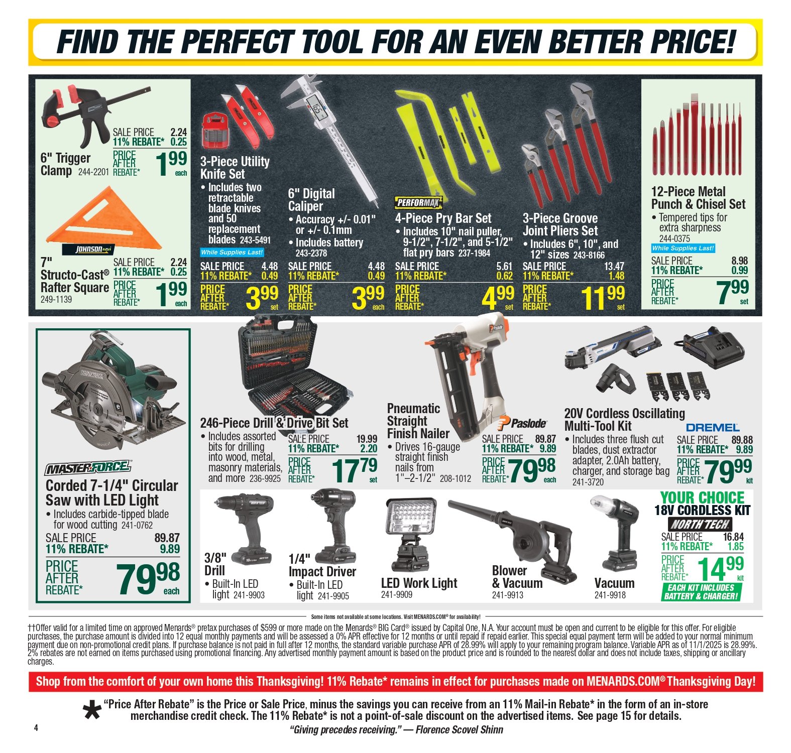 Menards sale ad 13 November Menards ad this week Big Projects, Big Savings! 5