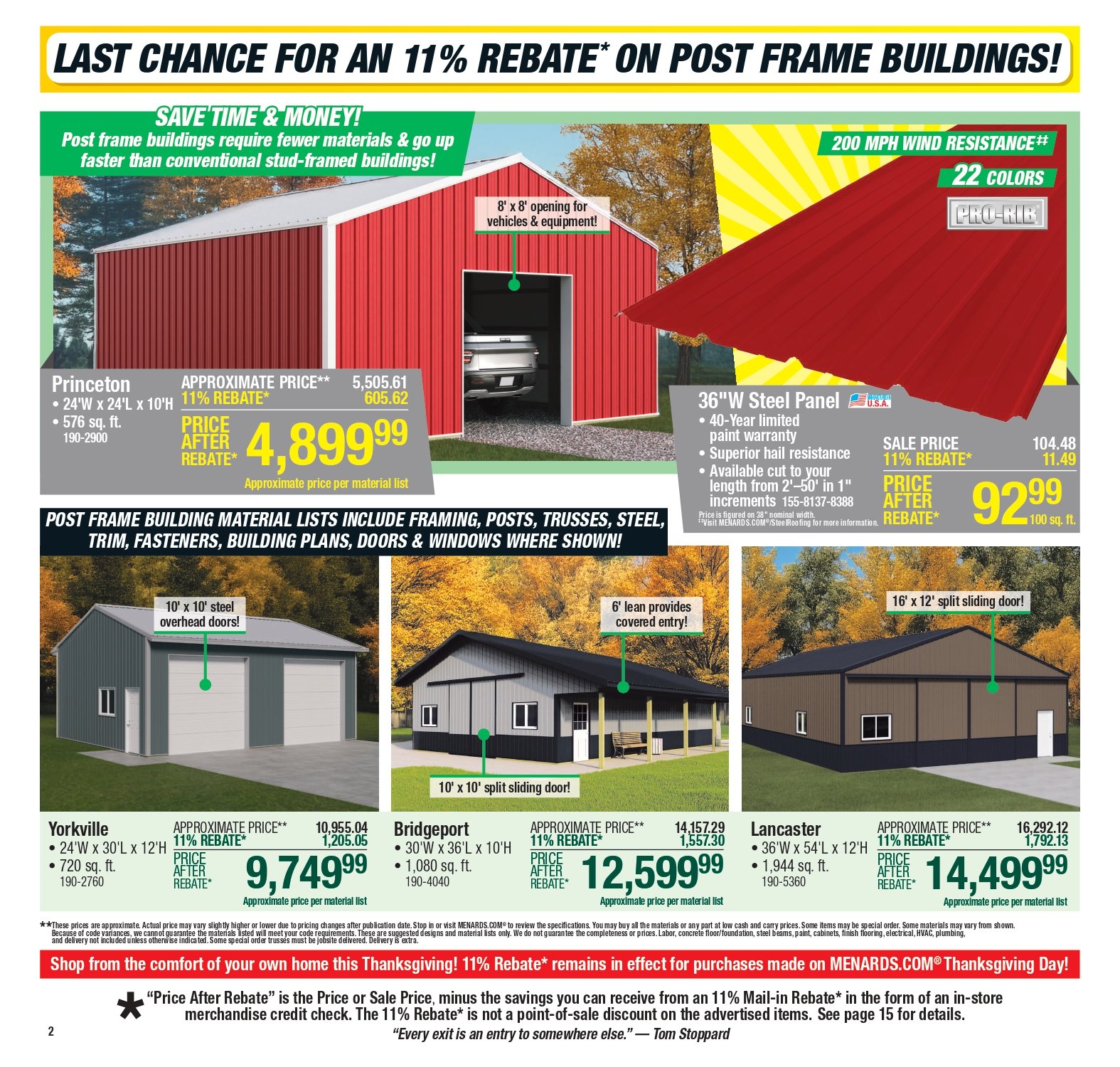 Menards sale ad 13 November Menards ad this week Big Projects, Big Savings! 3
