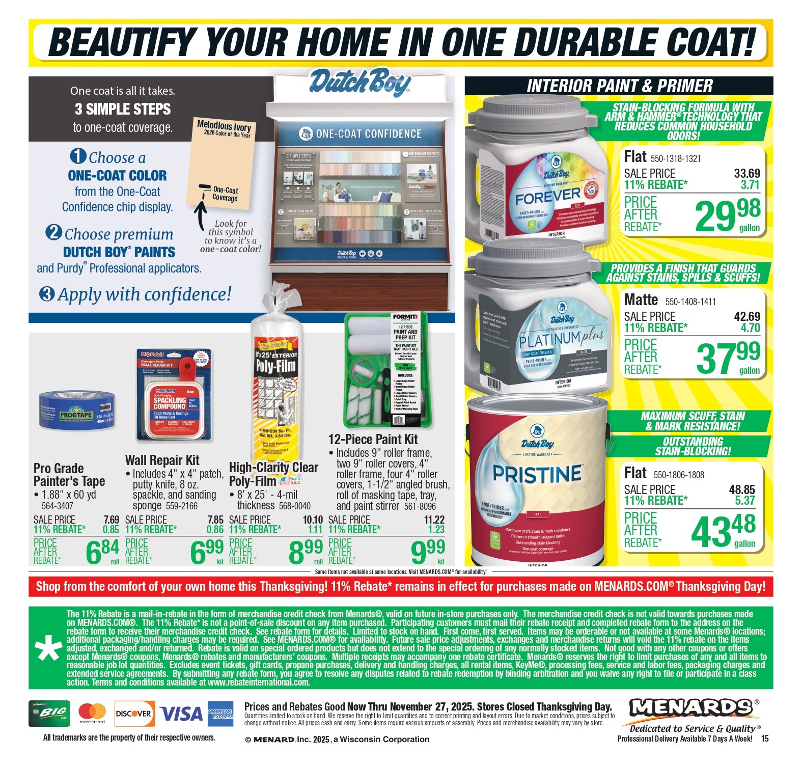 Menards sale ad 13 November Menards ad this week Big Projects, Big Savings! 20