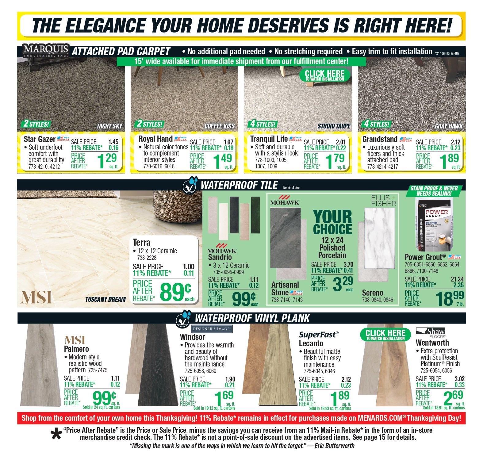 Menards sale ad 13 November Menards ad this week Big Projects, Big Savings! 19